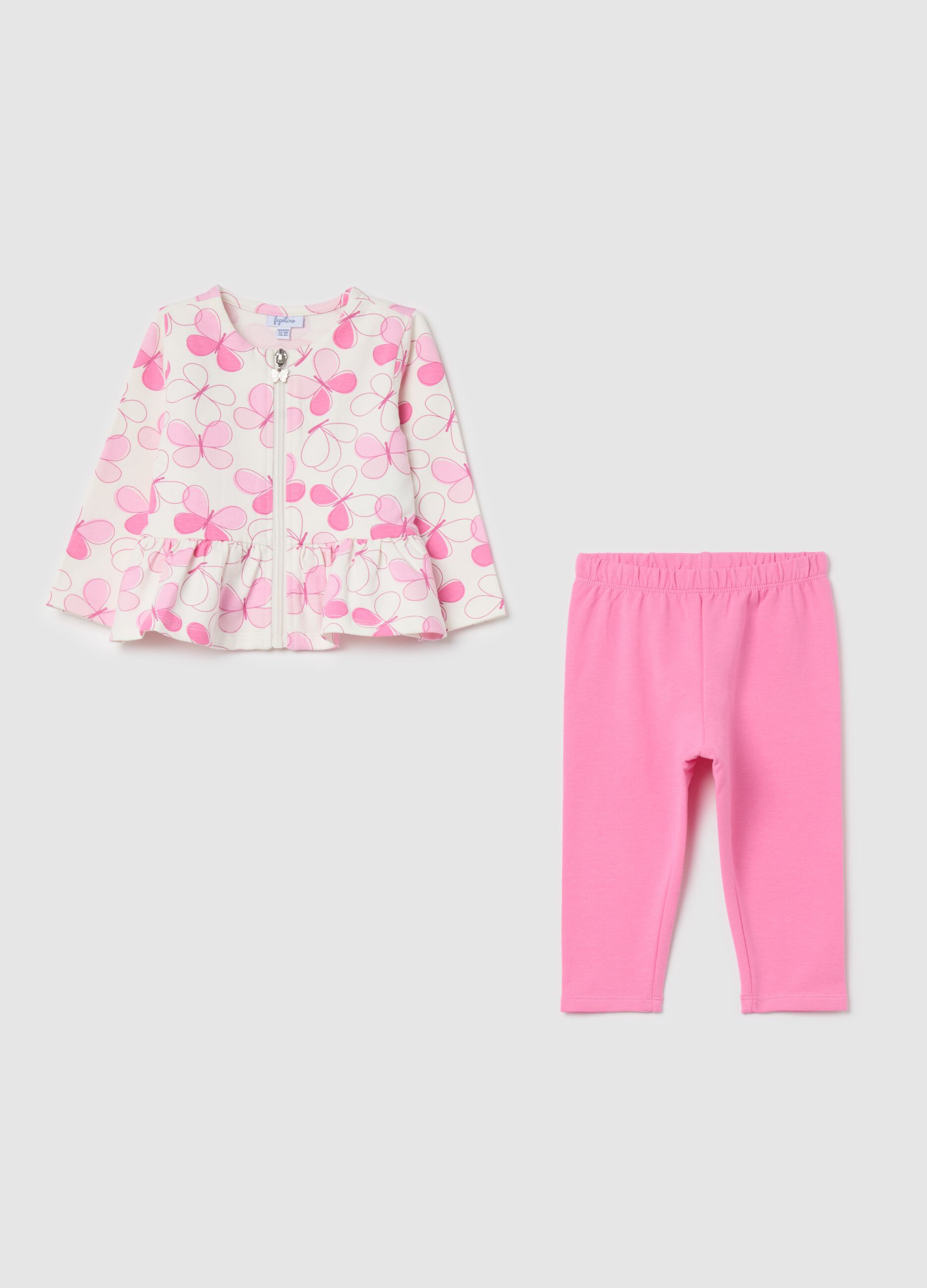 Stretch cotton jogging set with butterflies print
