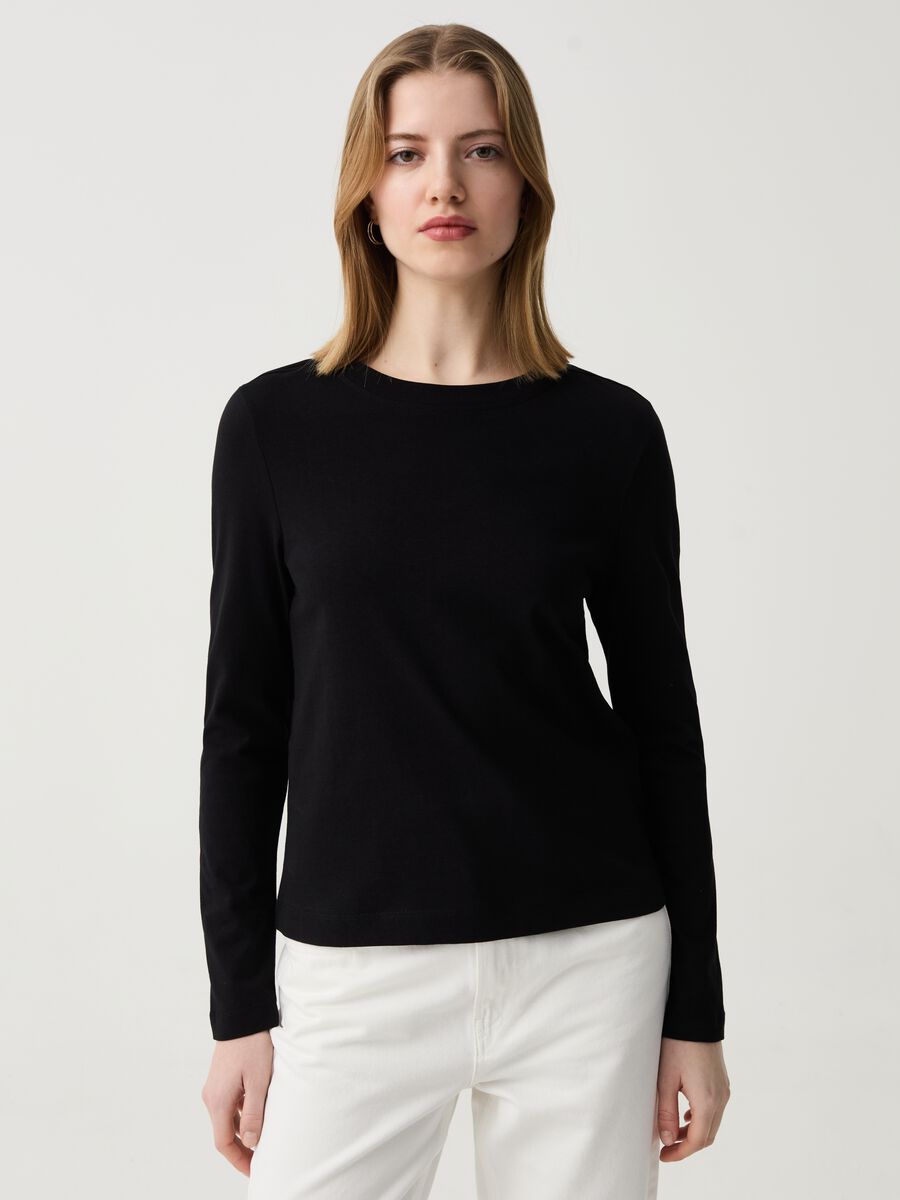 Essential cotton T-shirt with long sleeves_0
