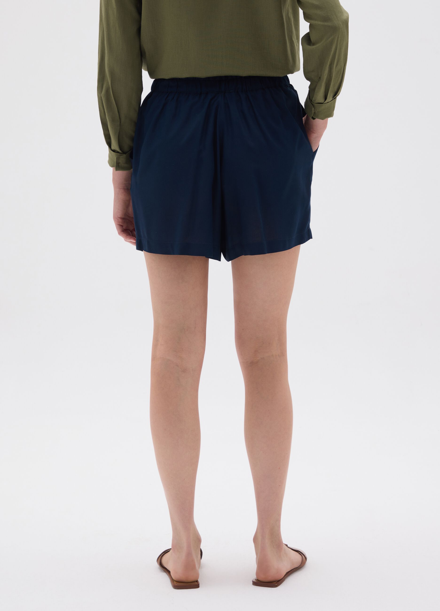 Women's Viscose Blue Regular Fit Shorts
