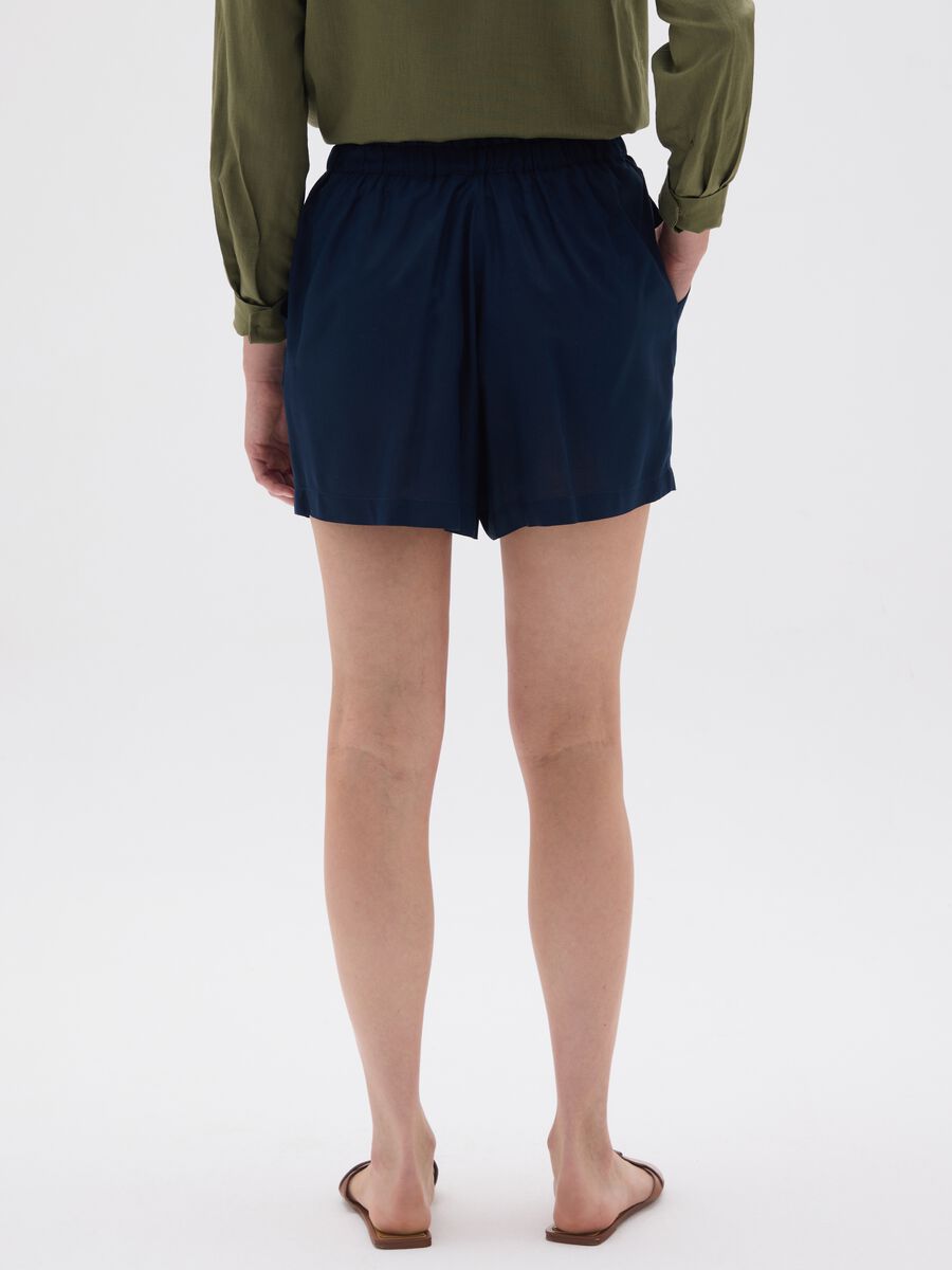 Women's Viscose Blue Regular Fit Shorts_2
