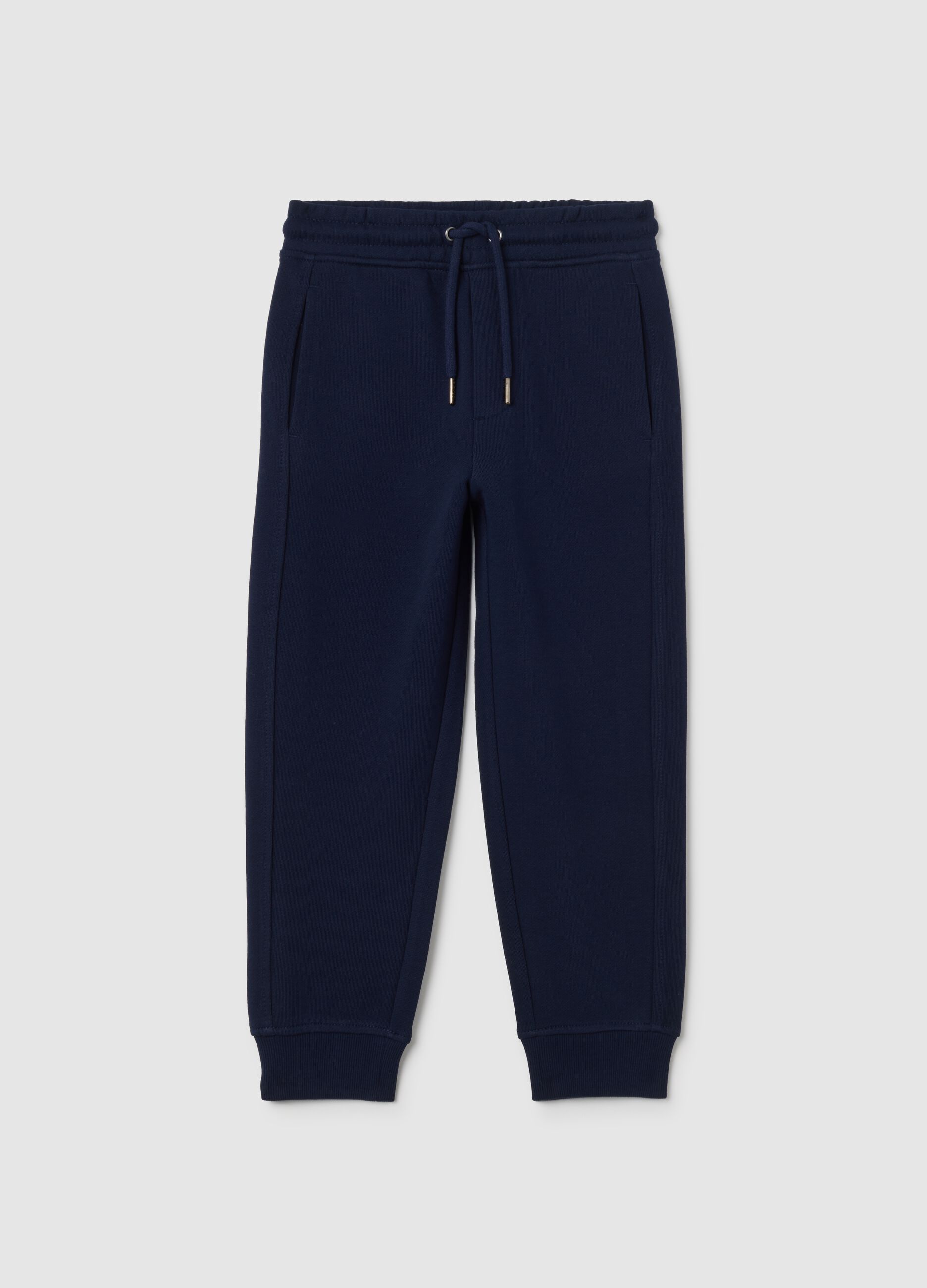 Kids' blue pure cotton trousers with regular fit