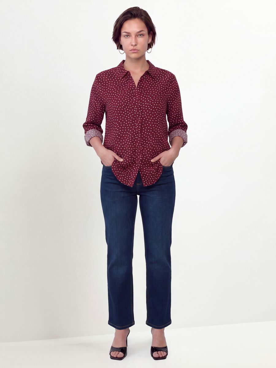 Camicia rossa a pois con colletto classico regular fit_2