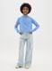 Girls' blue pure cotton relaxed fit jeans_0