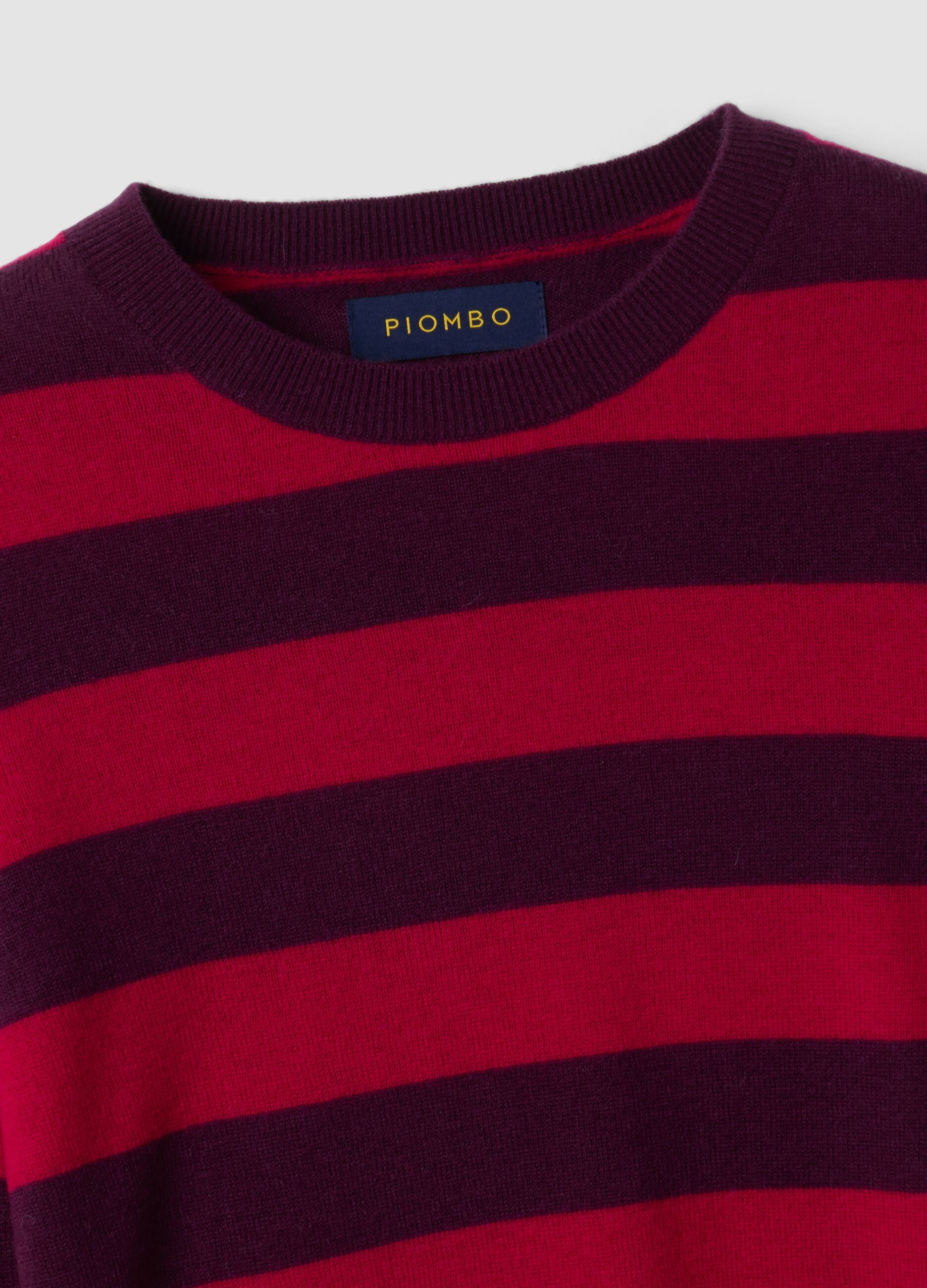 Red pure wool striped crew-neck jumper