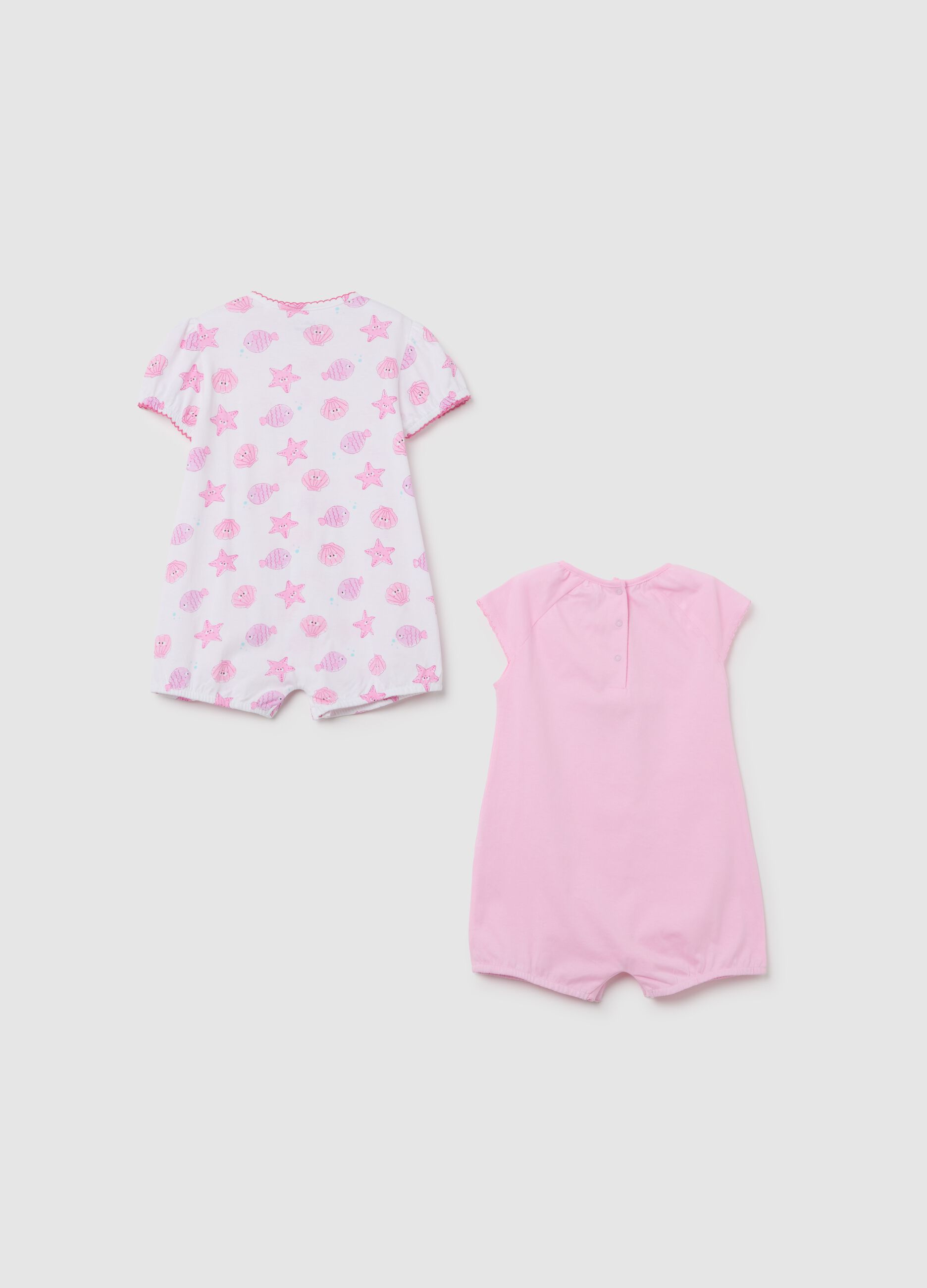 Summer baby girl rompers in pure pink cotton with regular fit prints