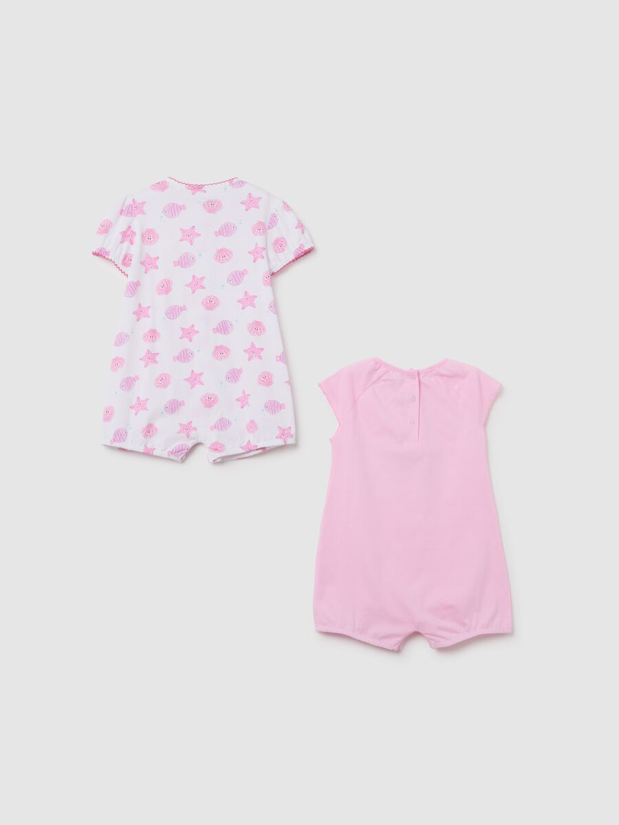 Summer baby girl rompers in pure pink cotton with regular fit prints_1