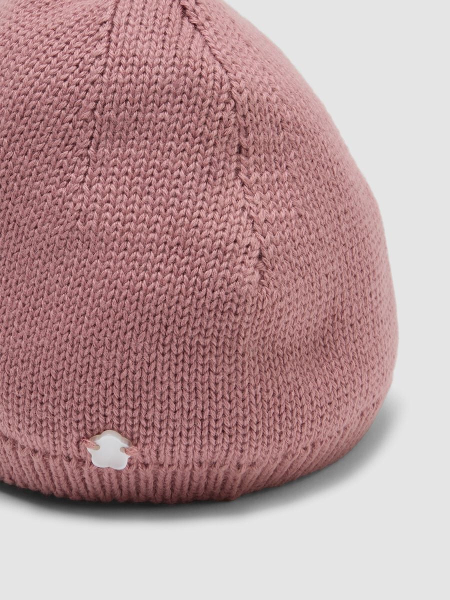 Cappello rosa in puro cotone organico a maglia per neonata_2