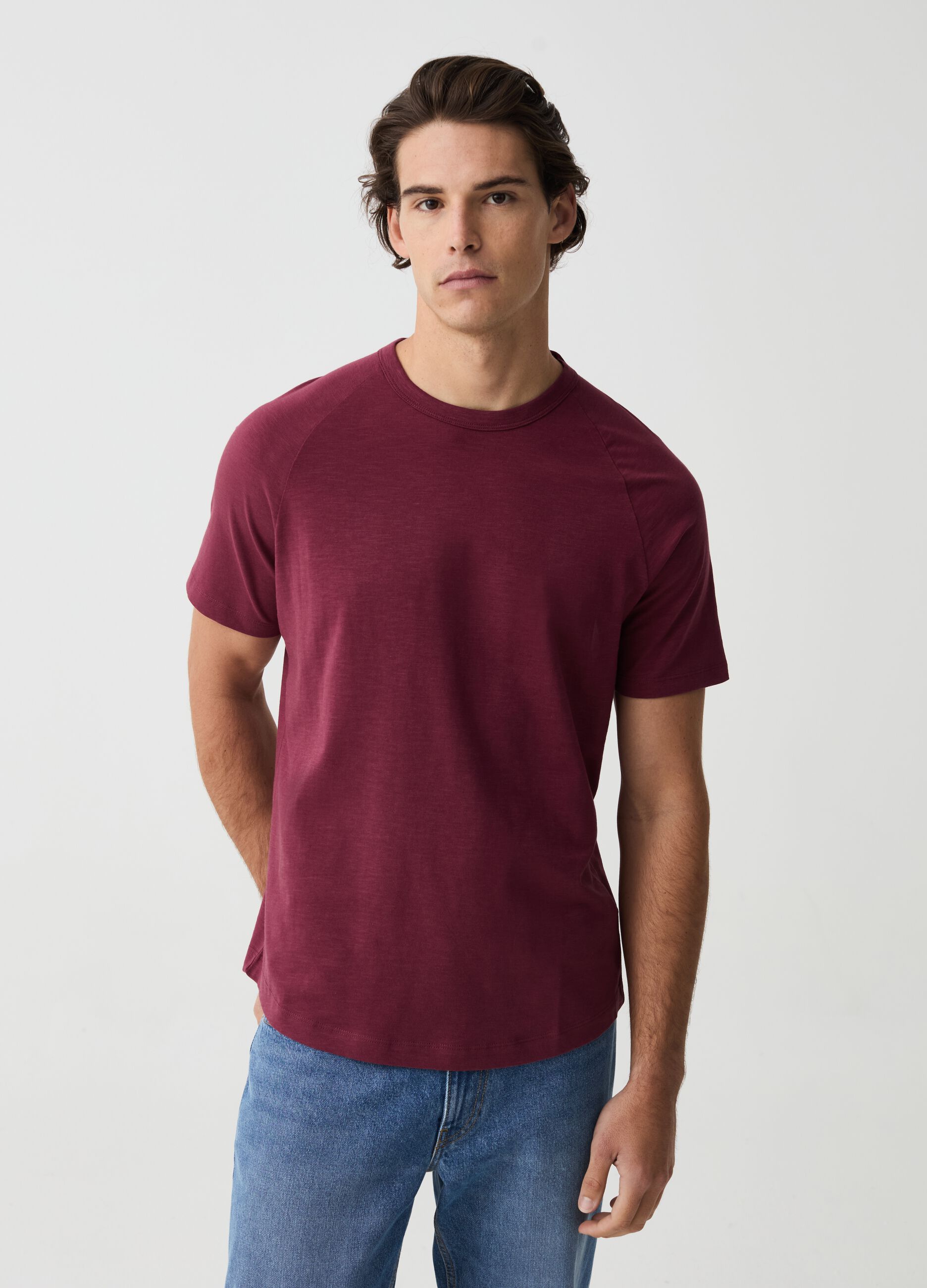 Ovs T-shirt in slub jersey con scollo rotondo
