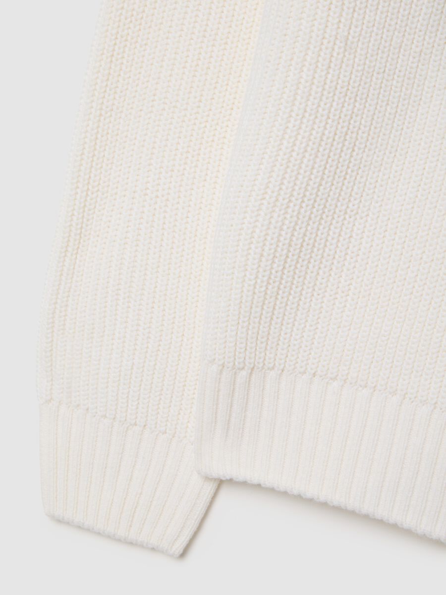 White sweater with shawl collar regular fit_5