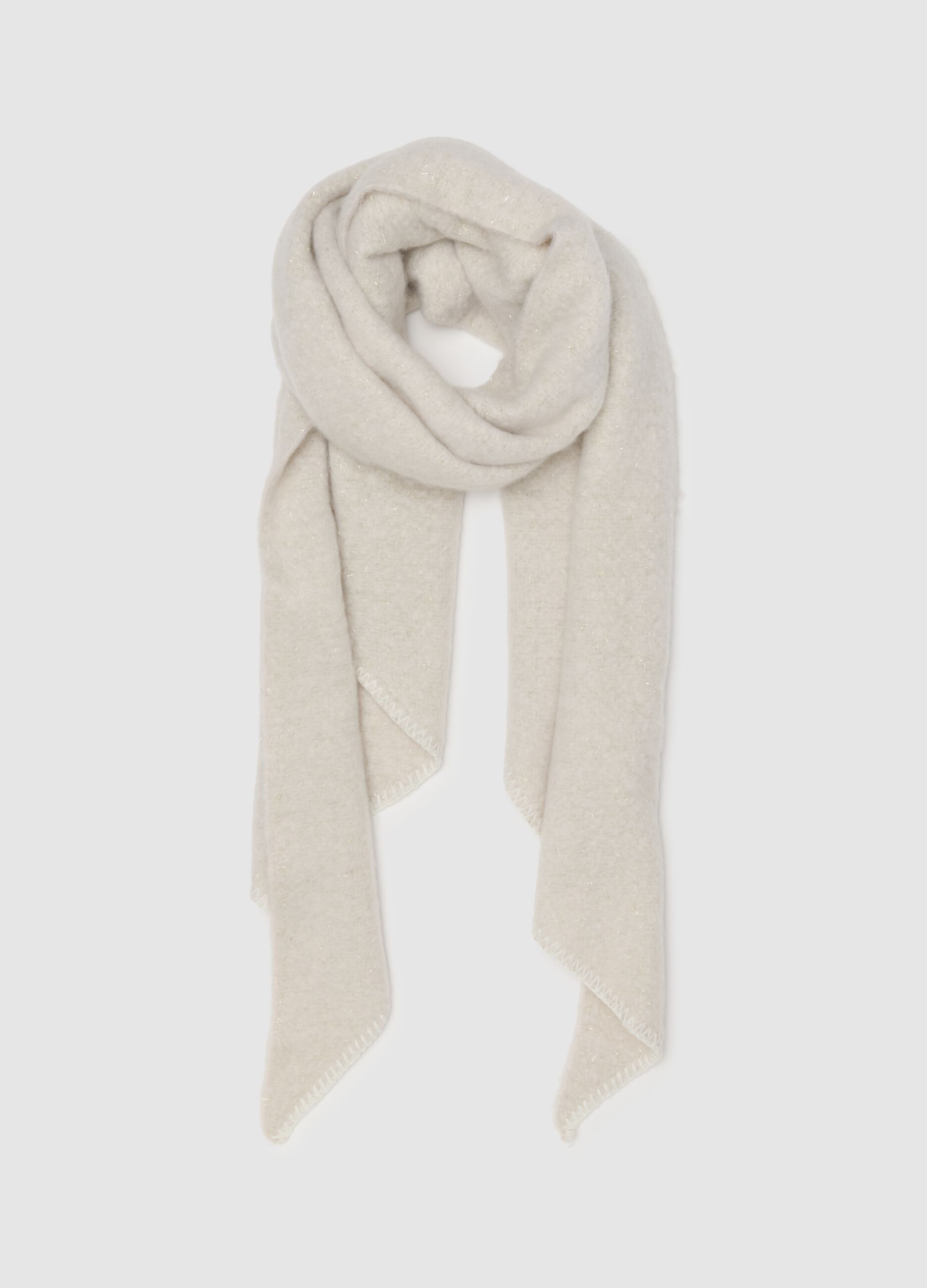 Beige Scarf with Metallic Threads