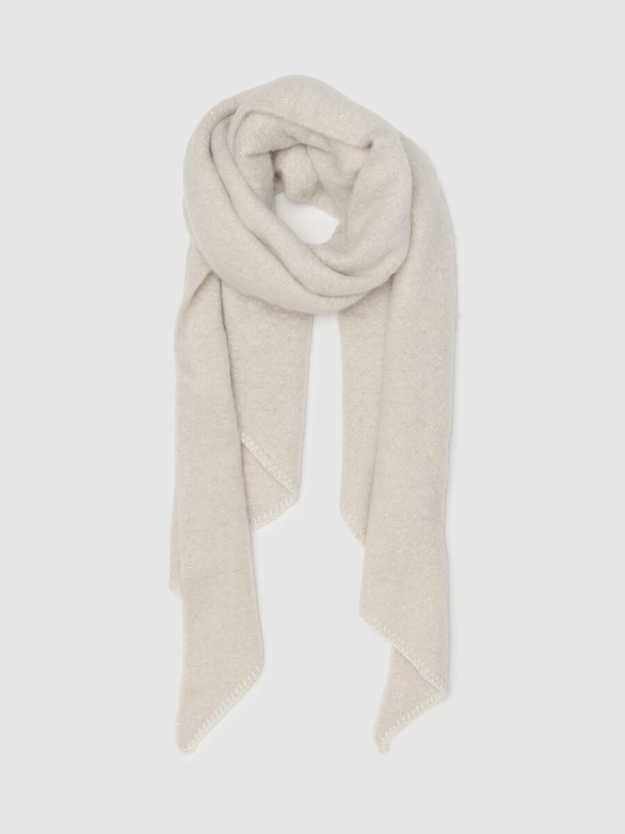 Beige Scarf with Metallic Threads_0