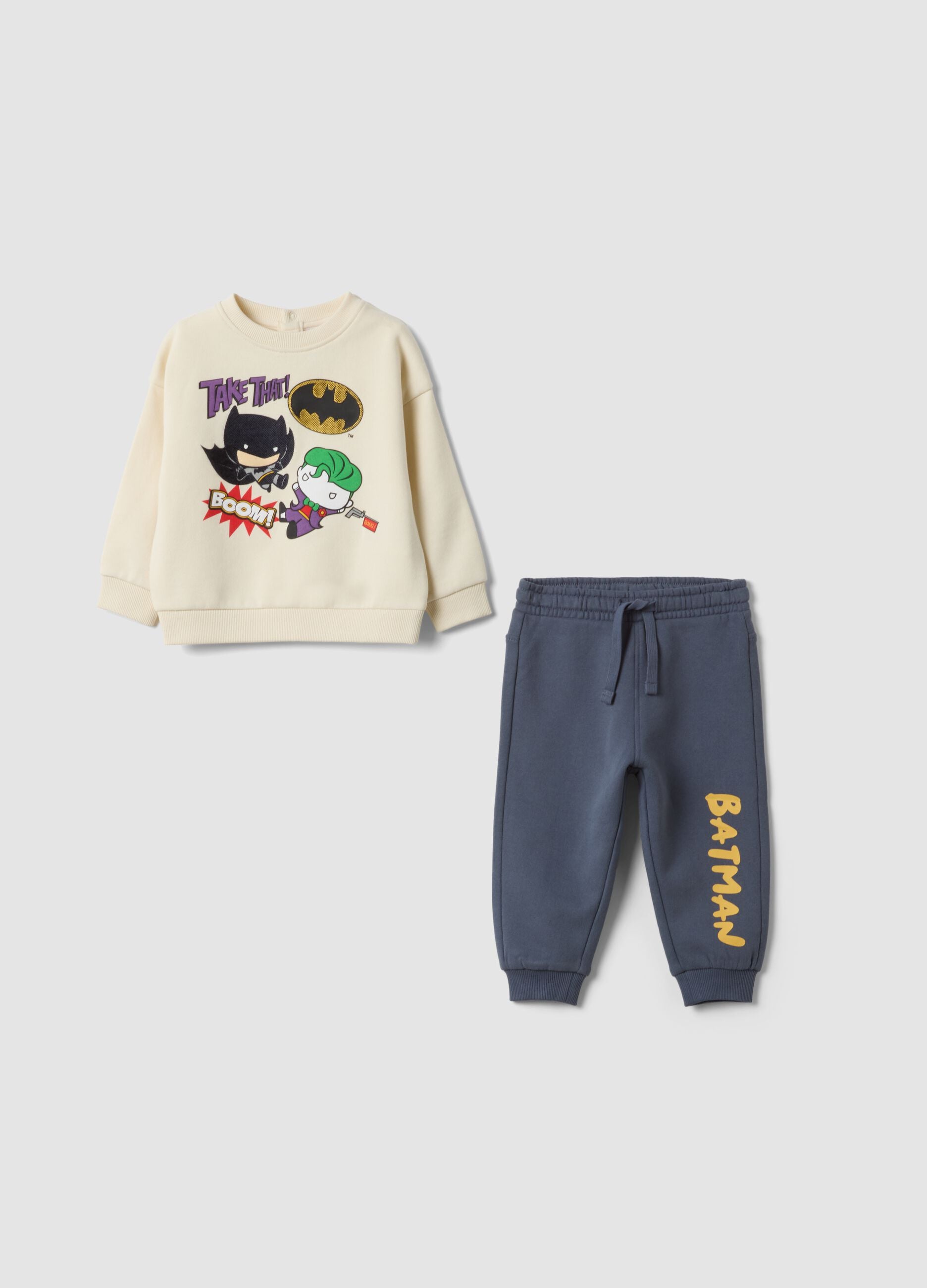 Beige and blue Batman organic cotton set