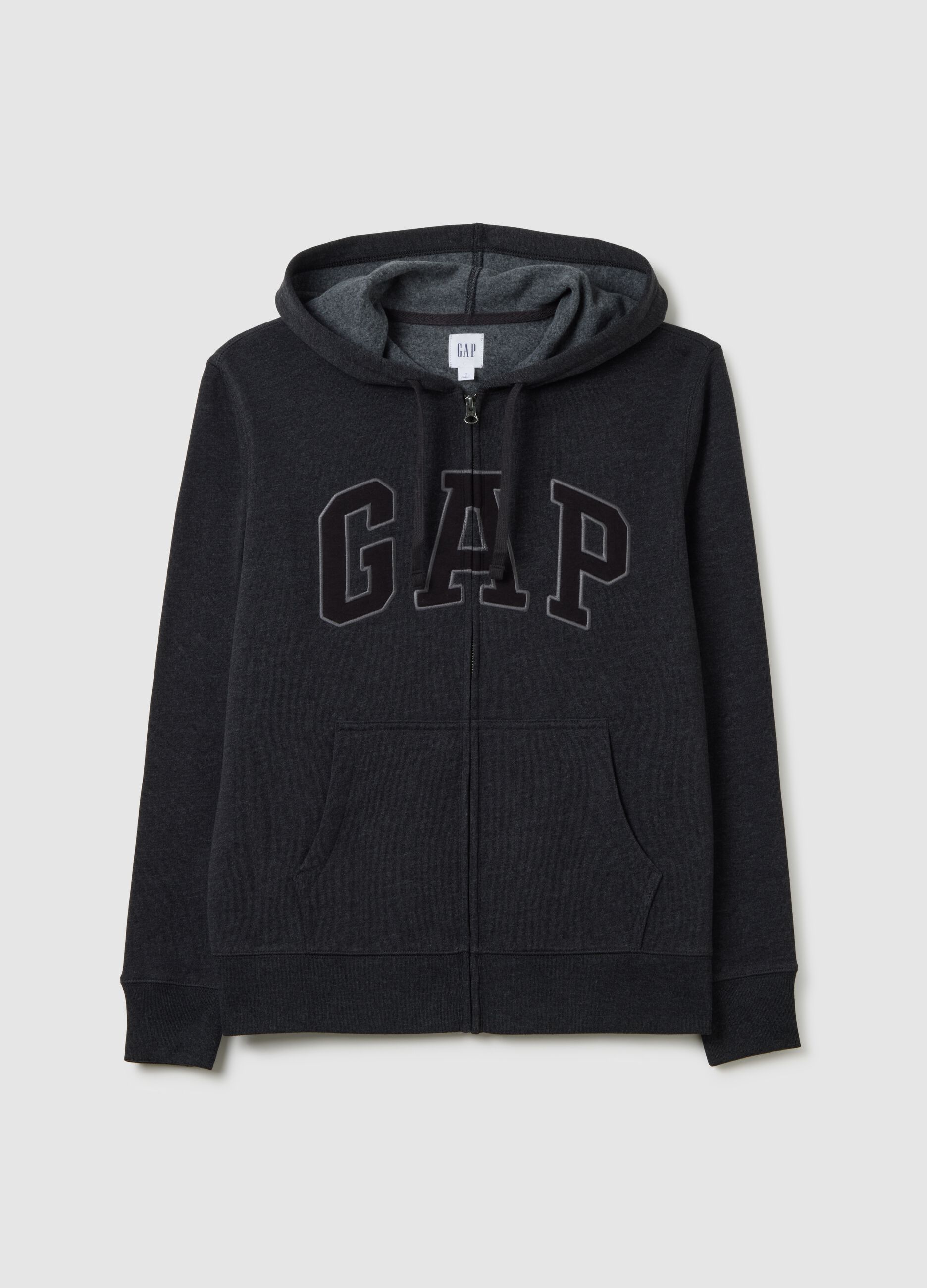Full-zip in felpa con cappuccio e ricamo logo