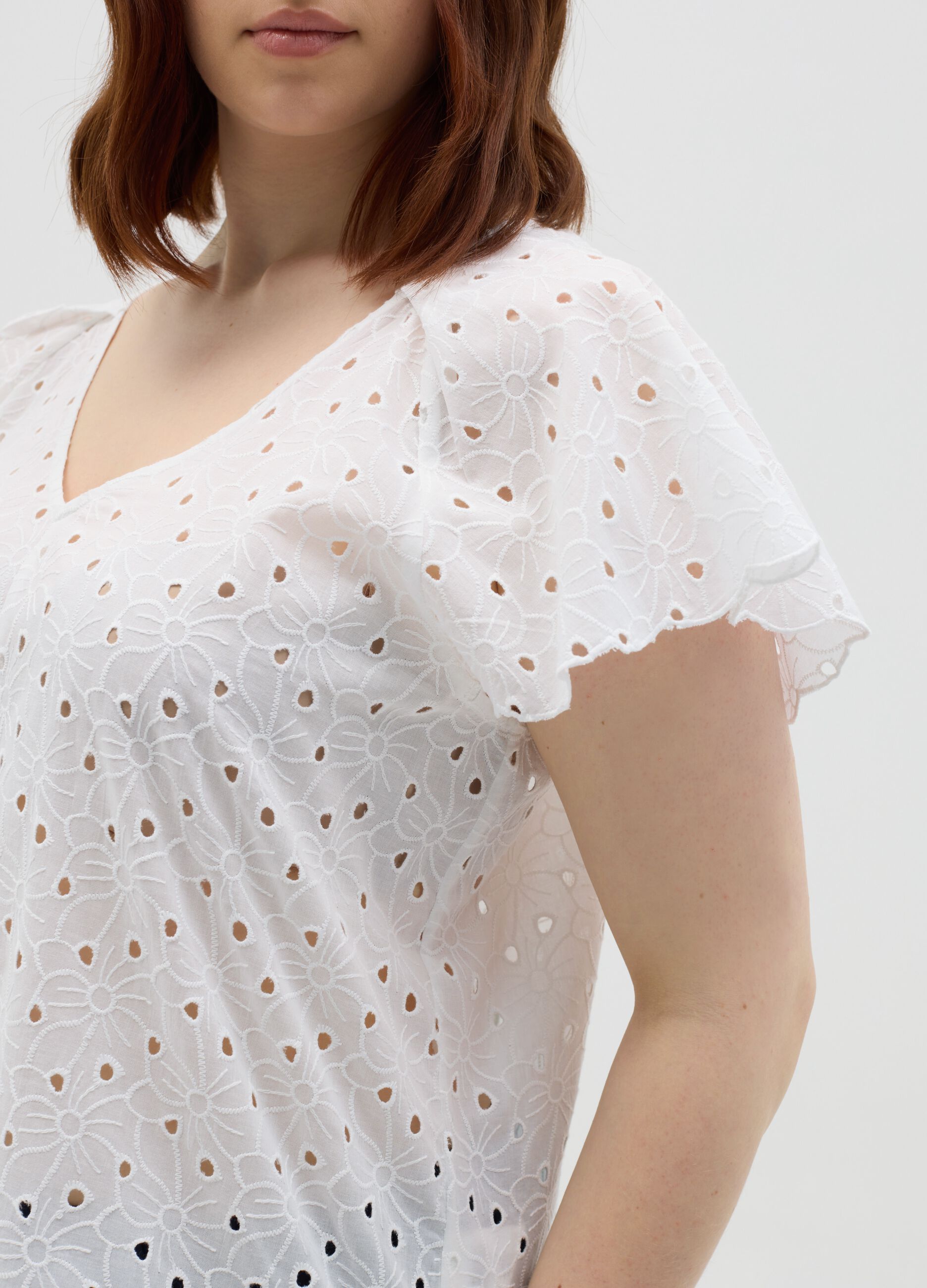 White Cotton Eyelet Blouse