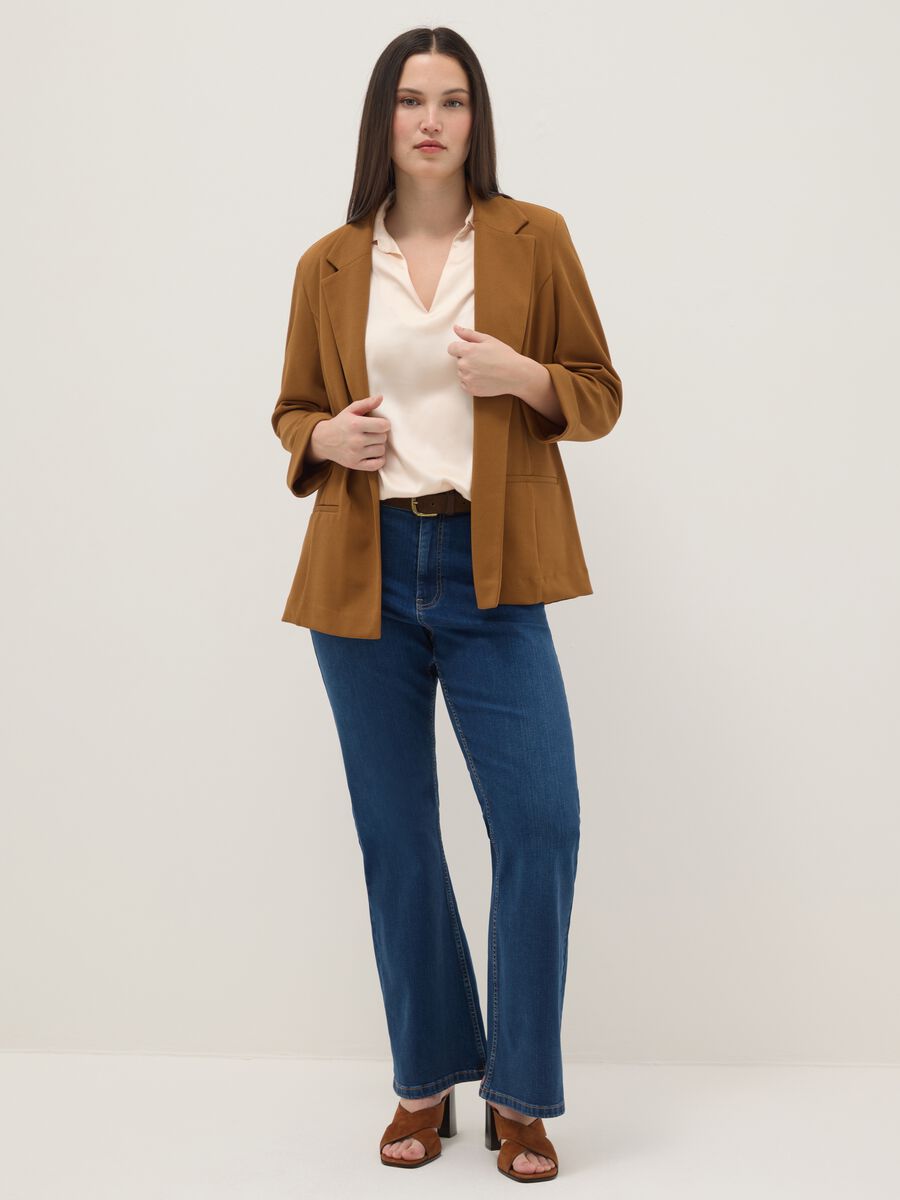 Blue stretch cotton flare jeans_0