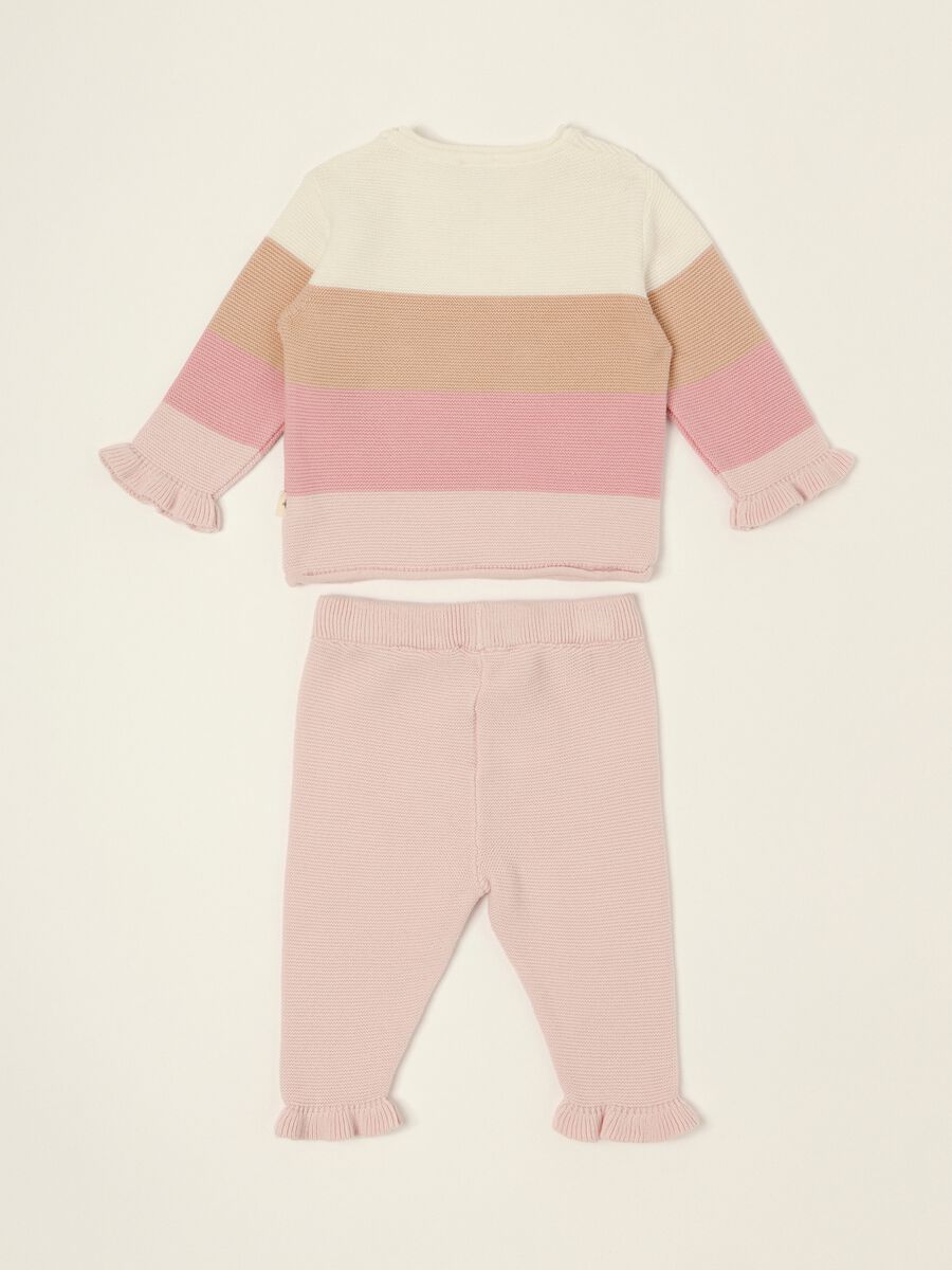 Multicolour striped pure cotton set for baby girl_3