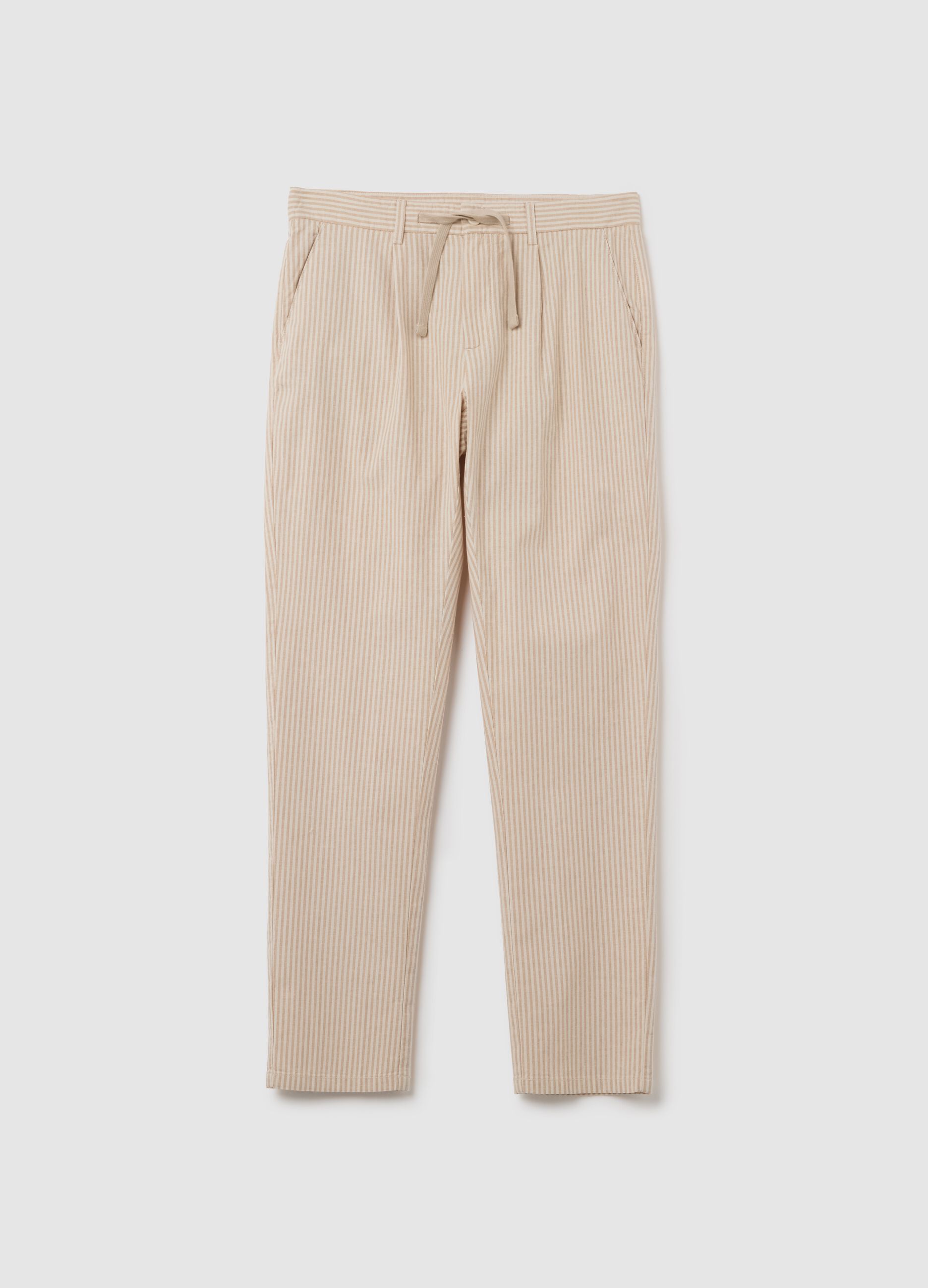 Pantaloni da uomo in cotone e lino multicolor slim fit