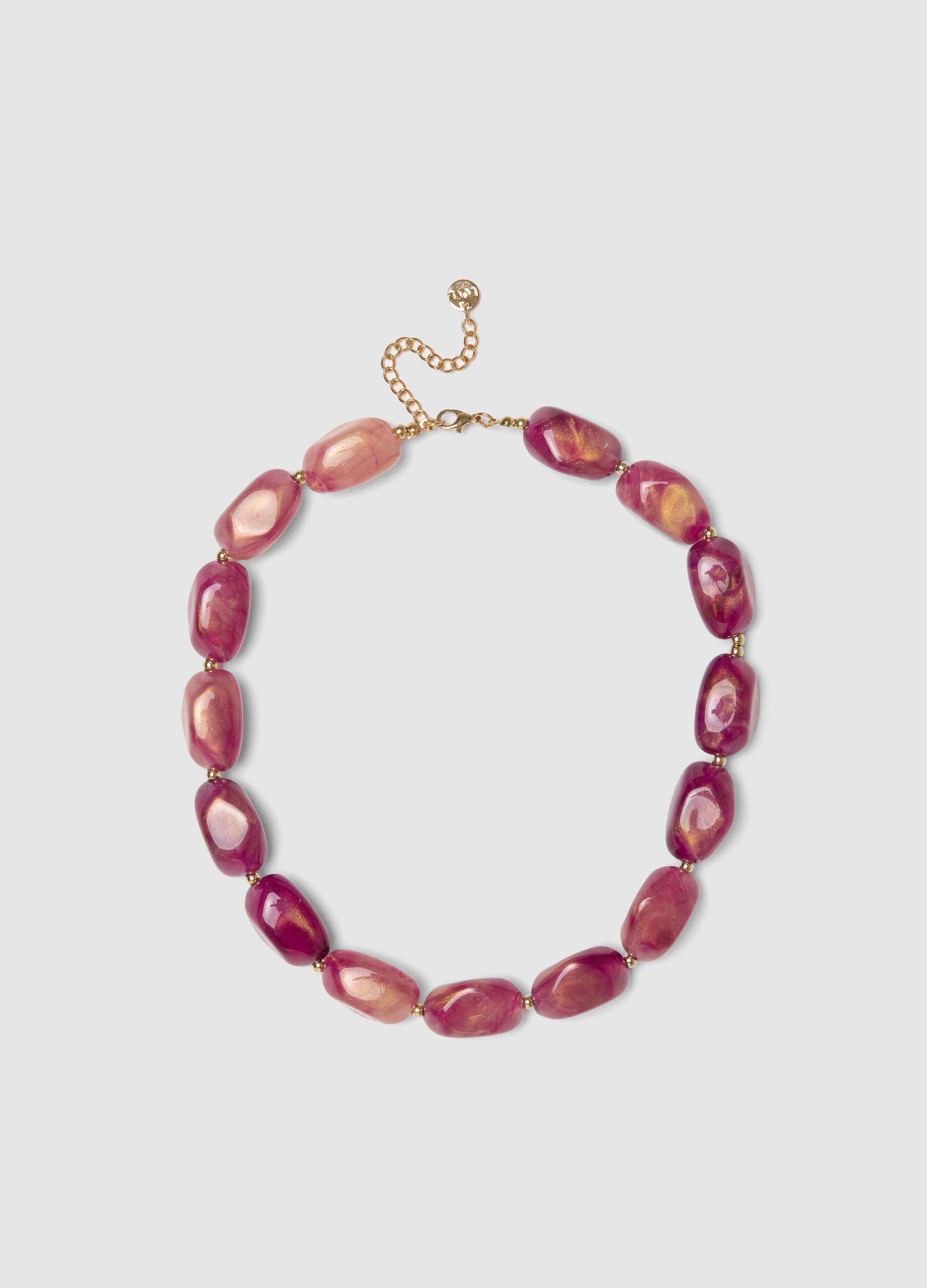 Pink necklace with irregular stones