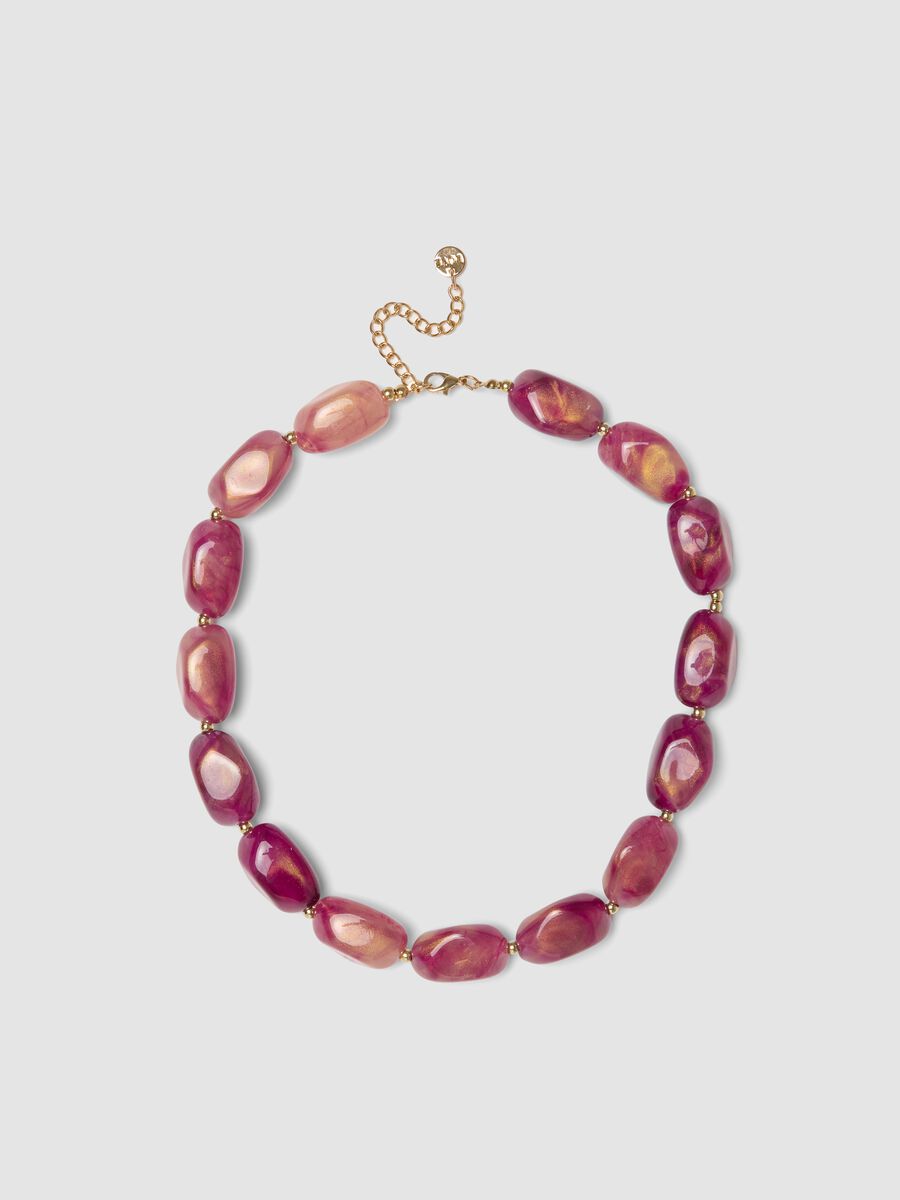 Pink necklace with irregular stones_0