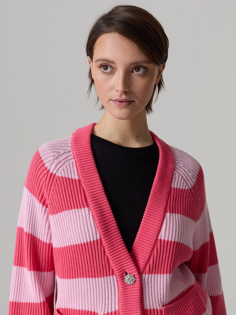 Striped cardigan with jewel buttons_0