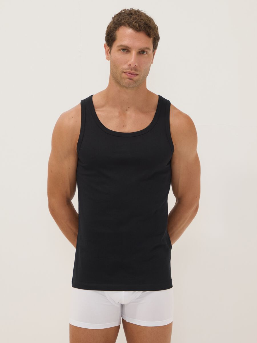3-pack of blue organic cotton vests_0