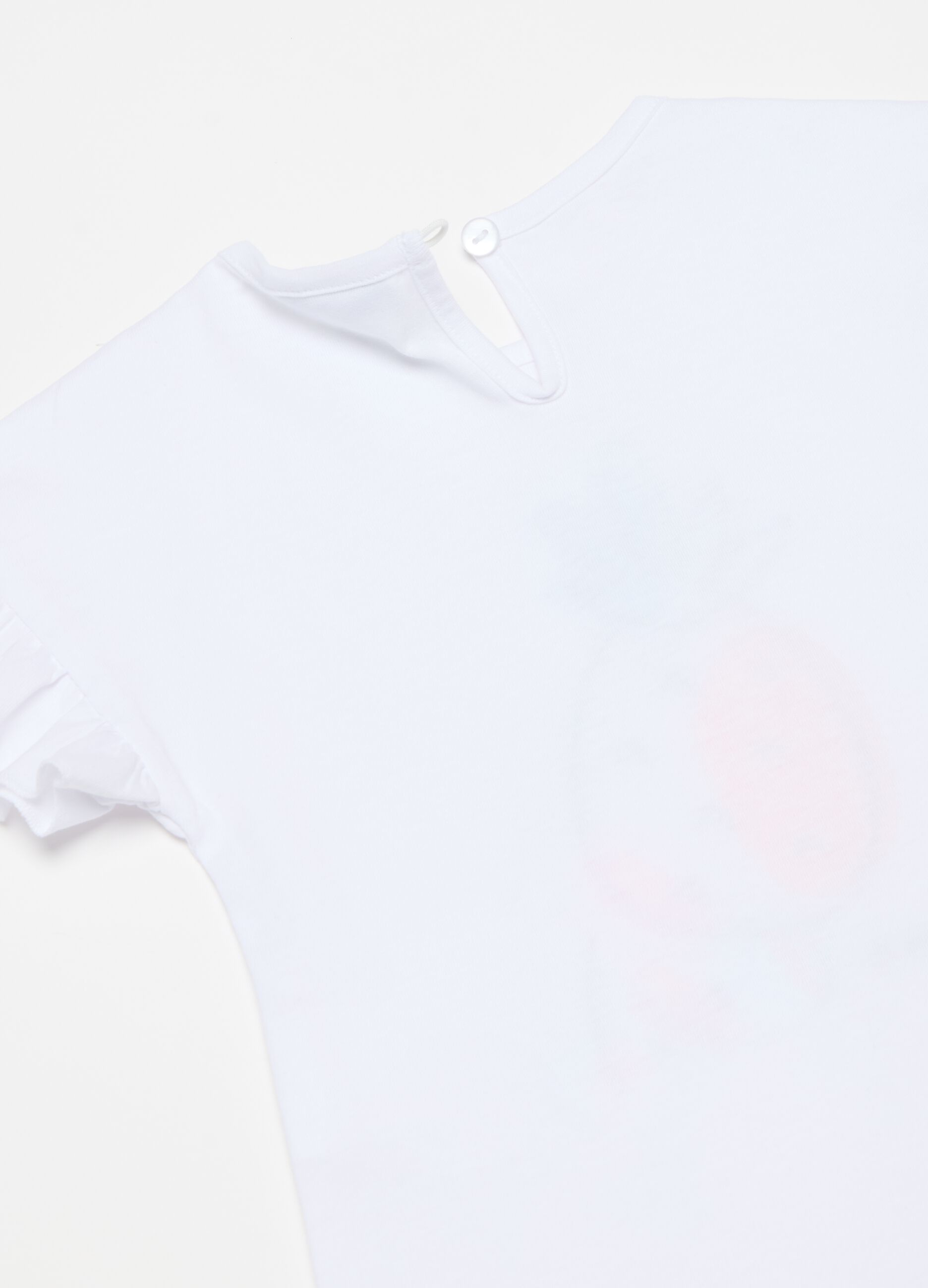 T-shirt con volant stampa ananas