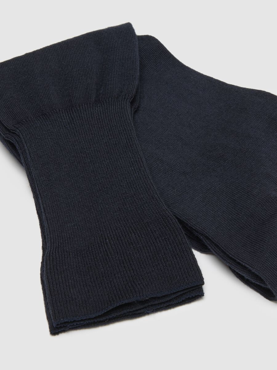 Blue cotton and cashmere knee-high socks_1