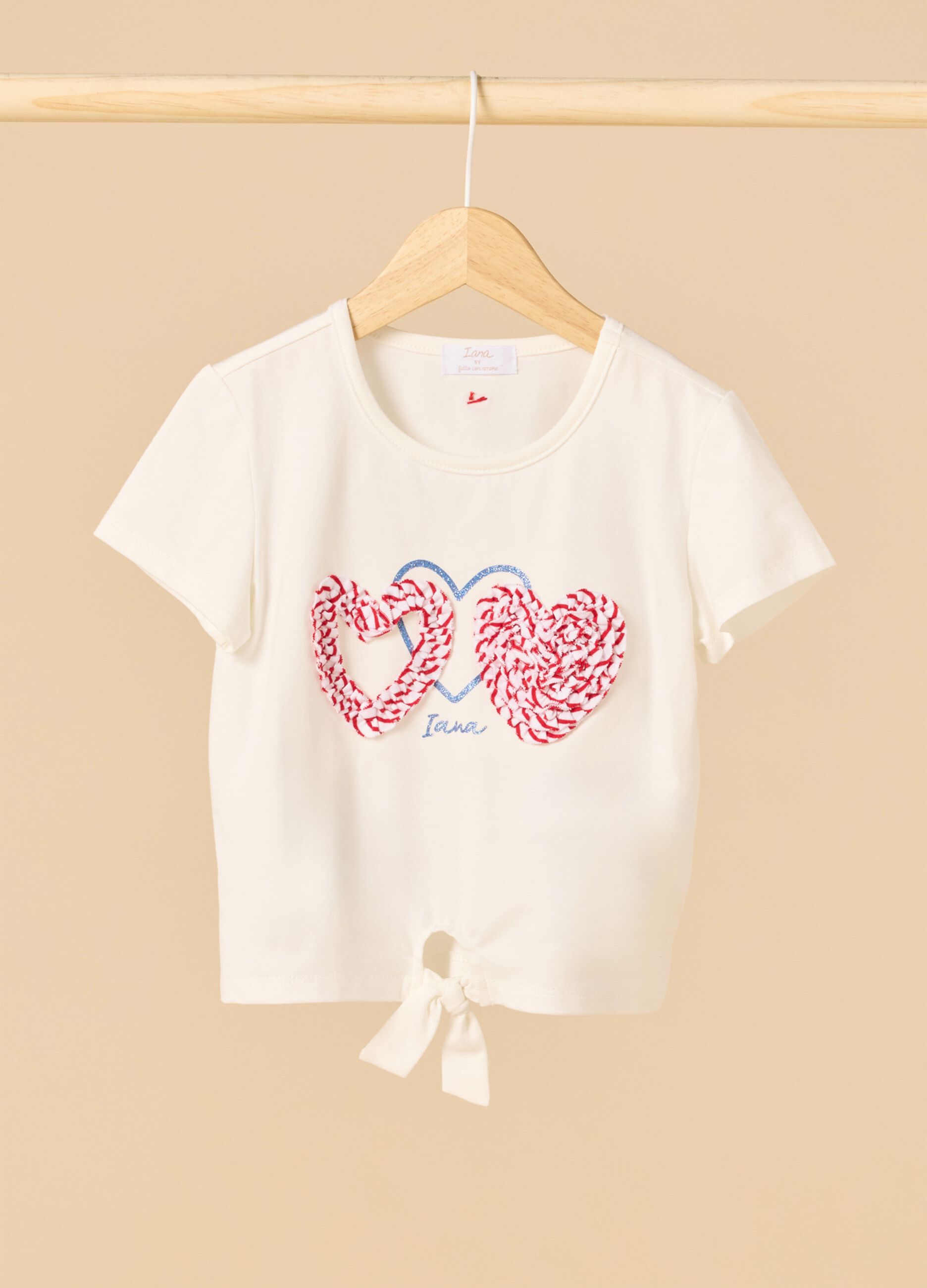 T-shirt IANA in cotone stretch con applicazioni bambina