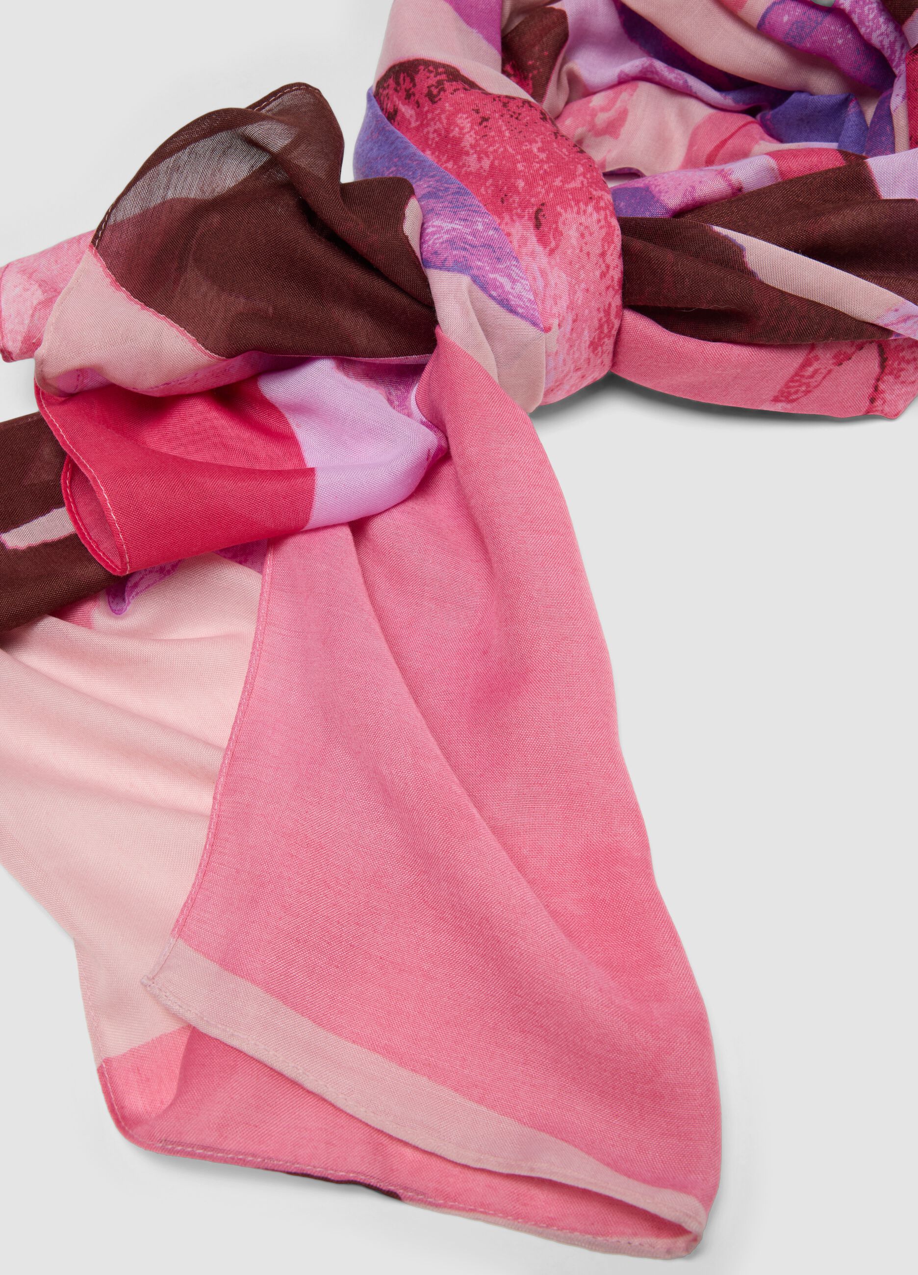 Pink abstract-print scarf