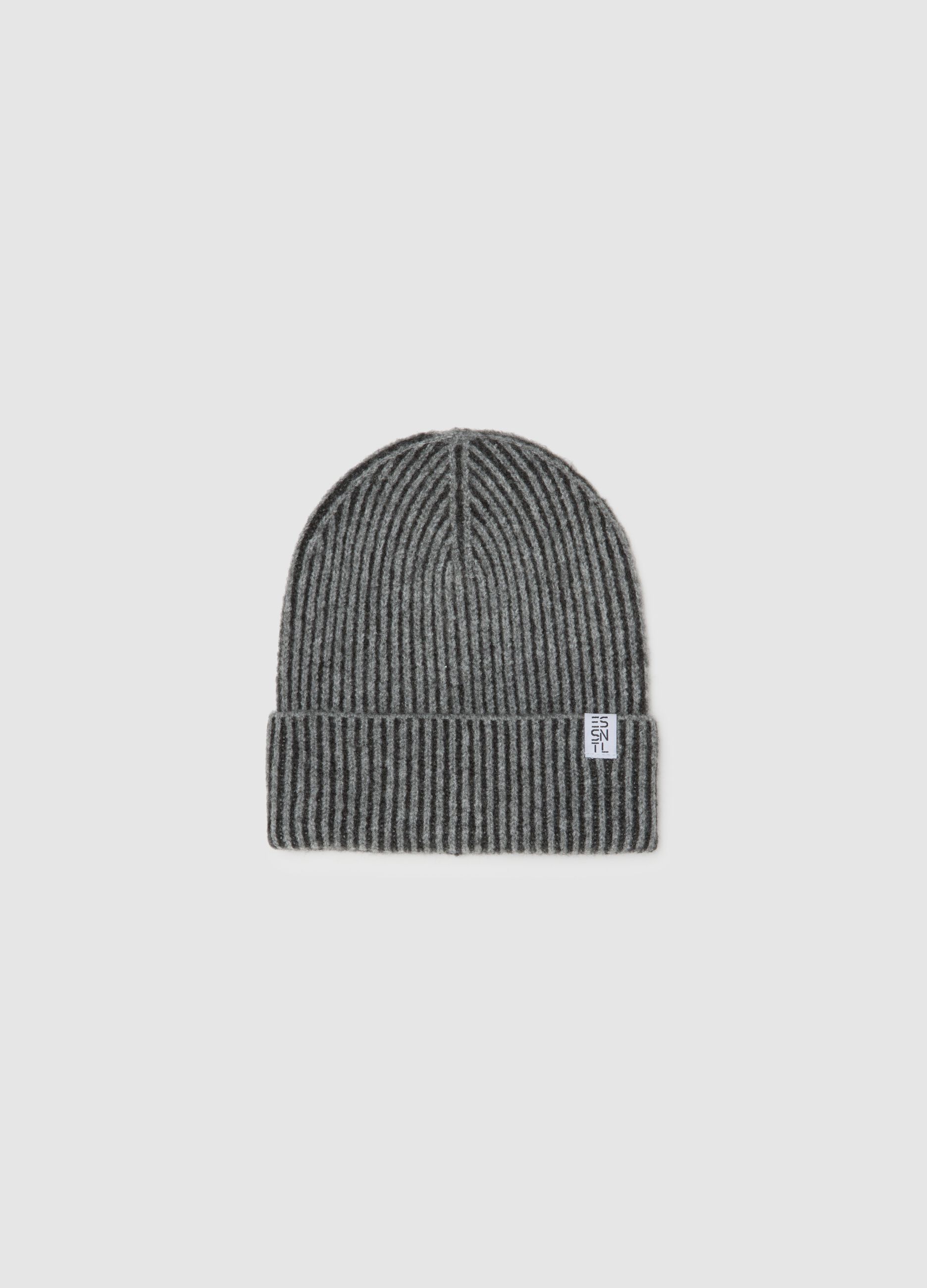 Grey Ribbed Knit Hat
