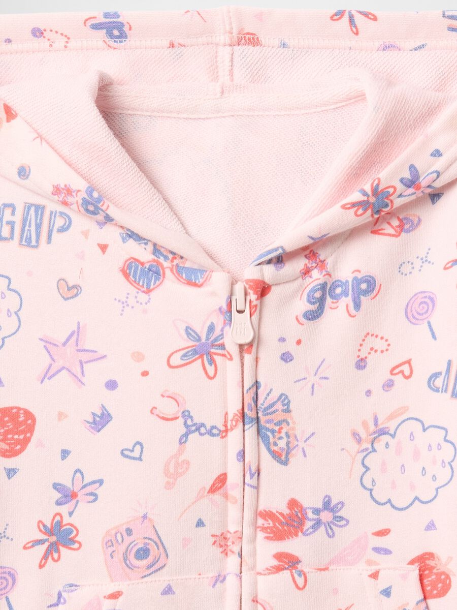 Pink full-zip sweatshirt with hood and all-over print_2