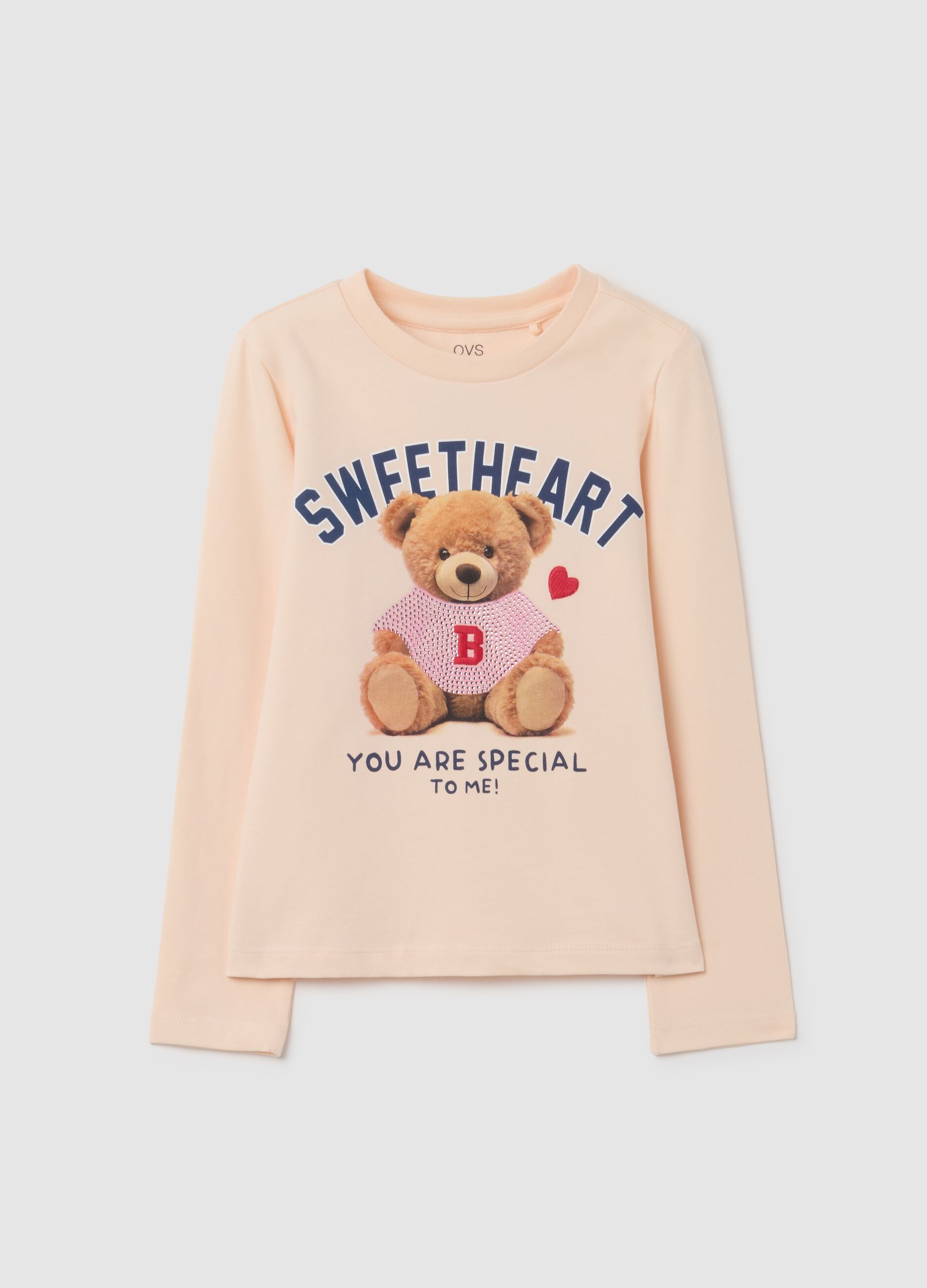 Maglia da bambina in cotone beige regular fit