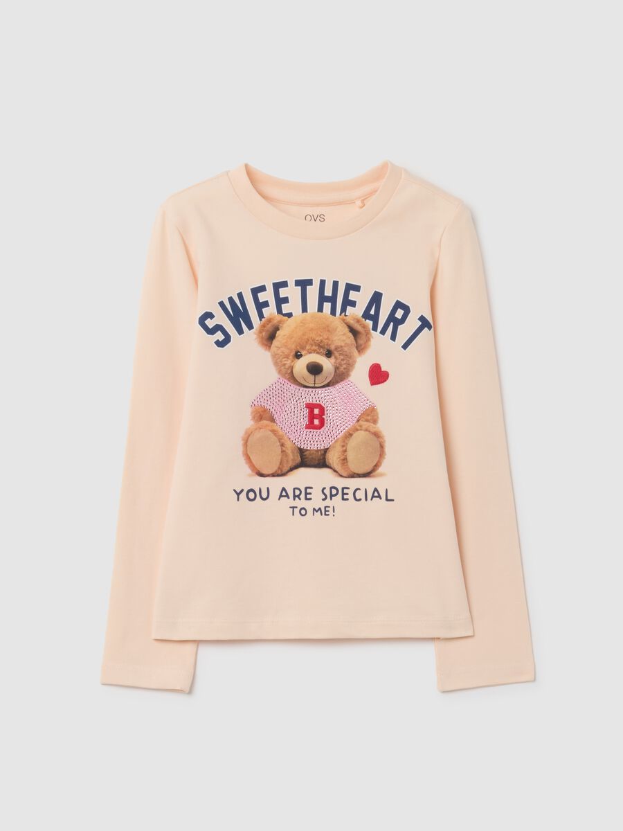 Maglia da bambina in cotone beige regular fit_0