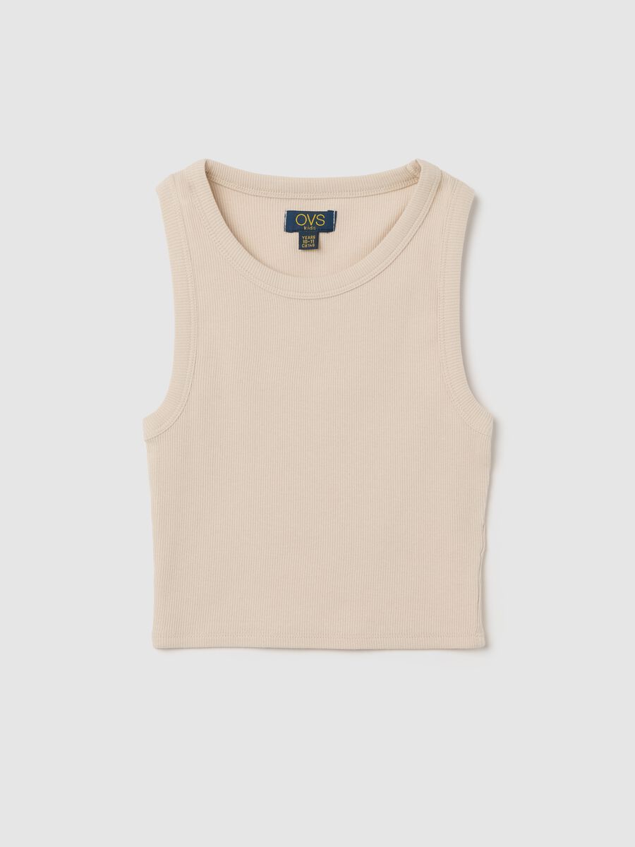 Beige OVS Kids Ribbed Tank Top_3