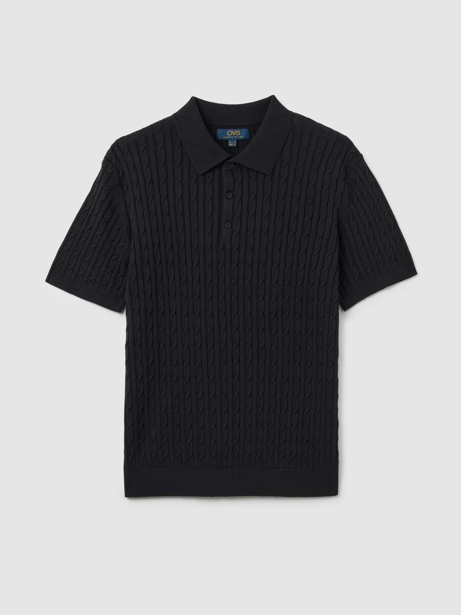 Polo in puro cotone nero regular fit_4