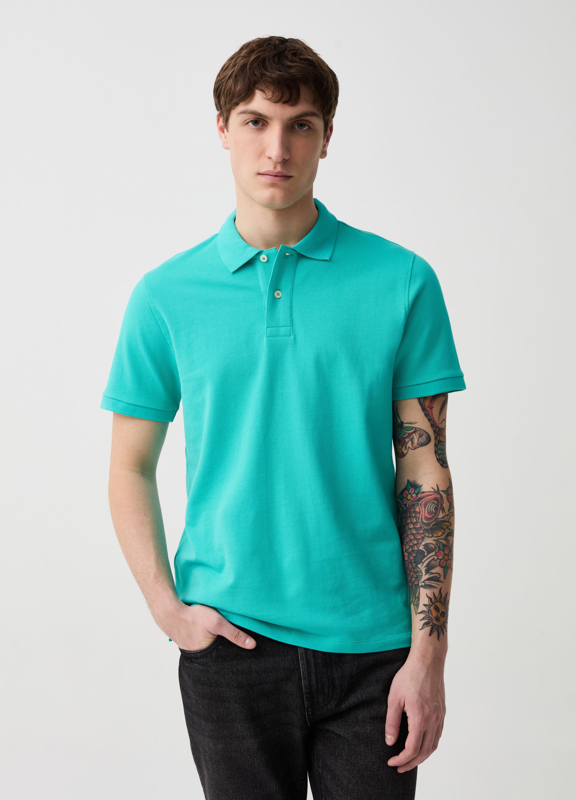 Organic cotton pique polo shirt