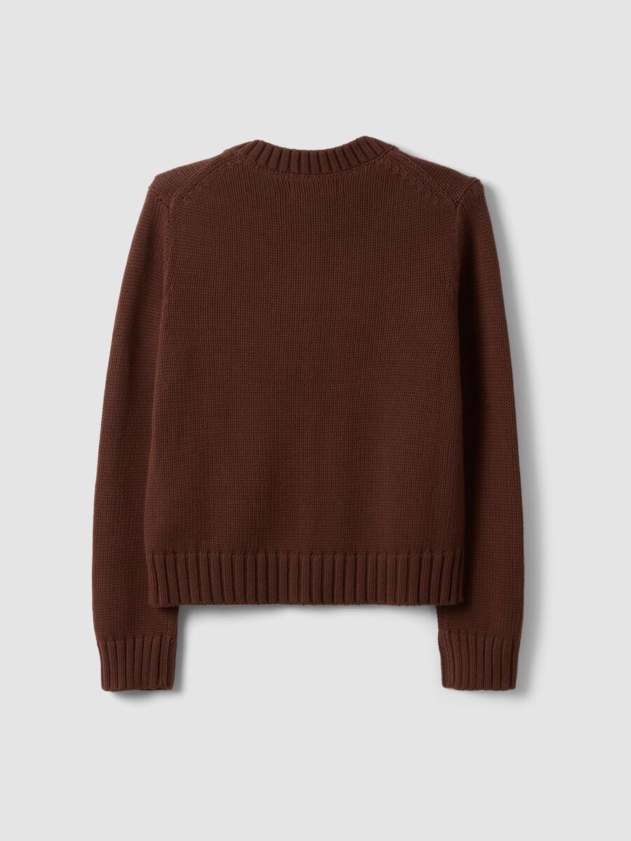 Cardigan marrone in puro cotone con bottoni regular fit_2