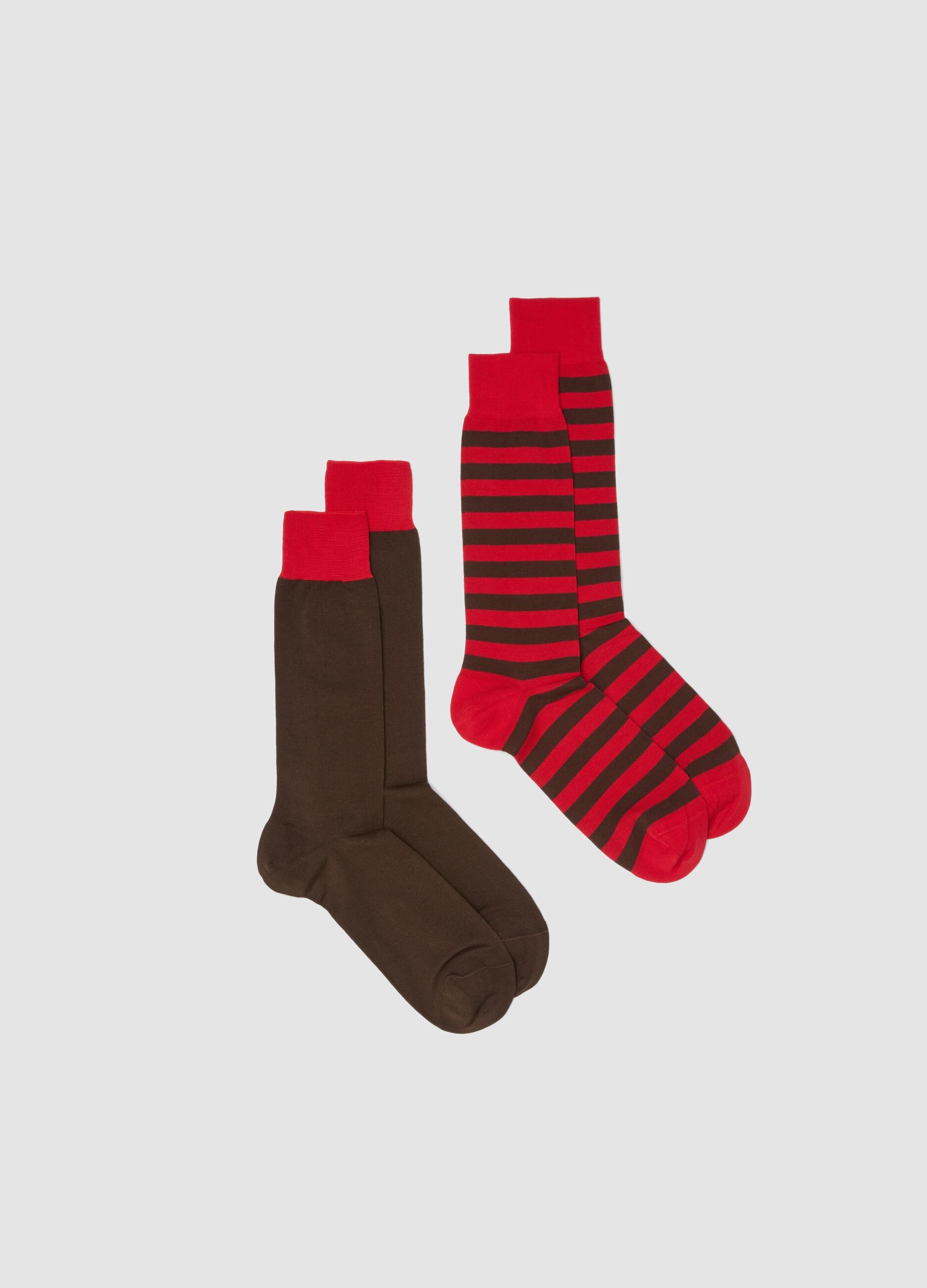 Pack of two pairs of multicolour stretch cotton blend socks