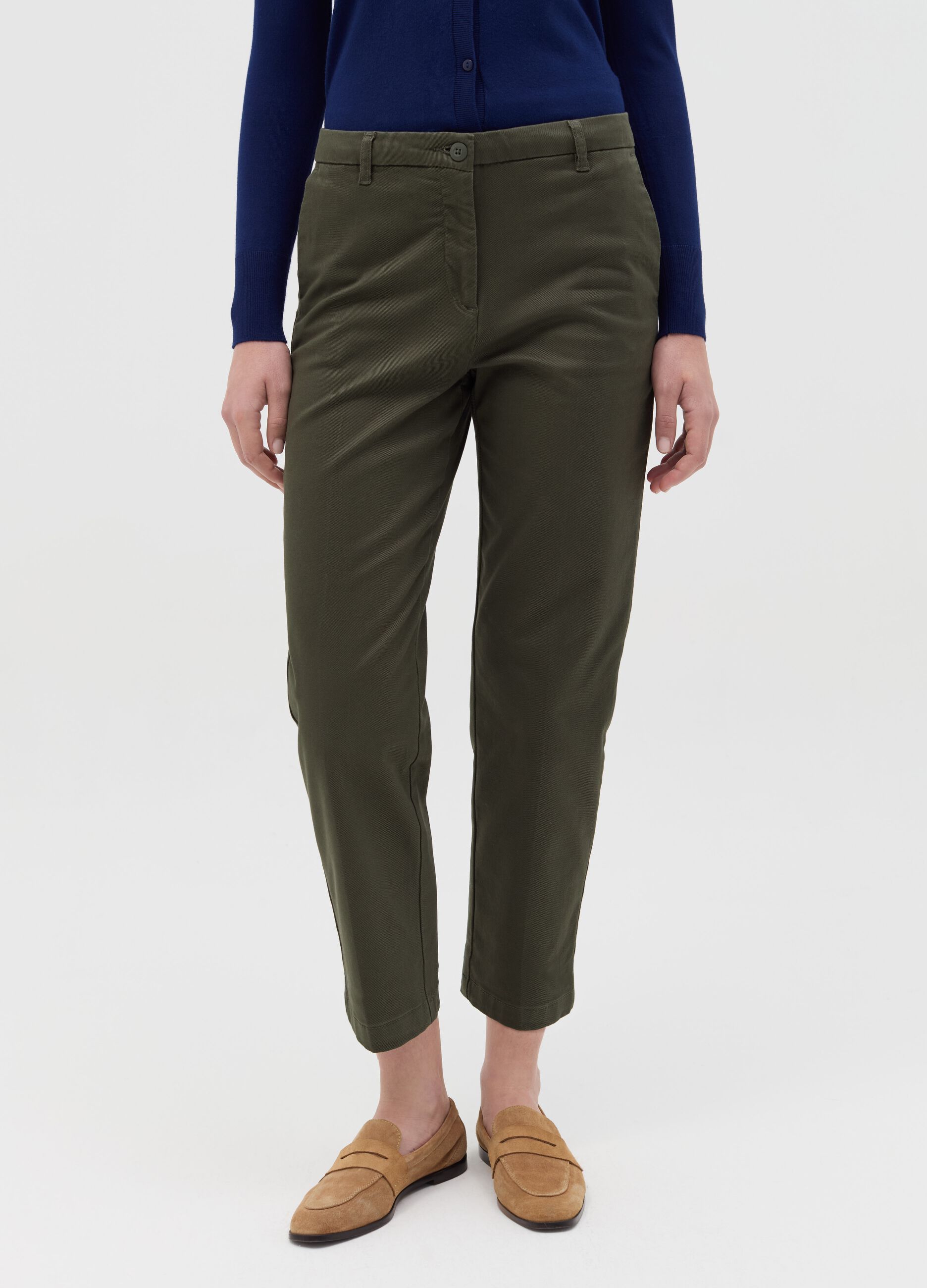 Curvy stretch cotton chino trousers