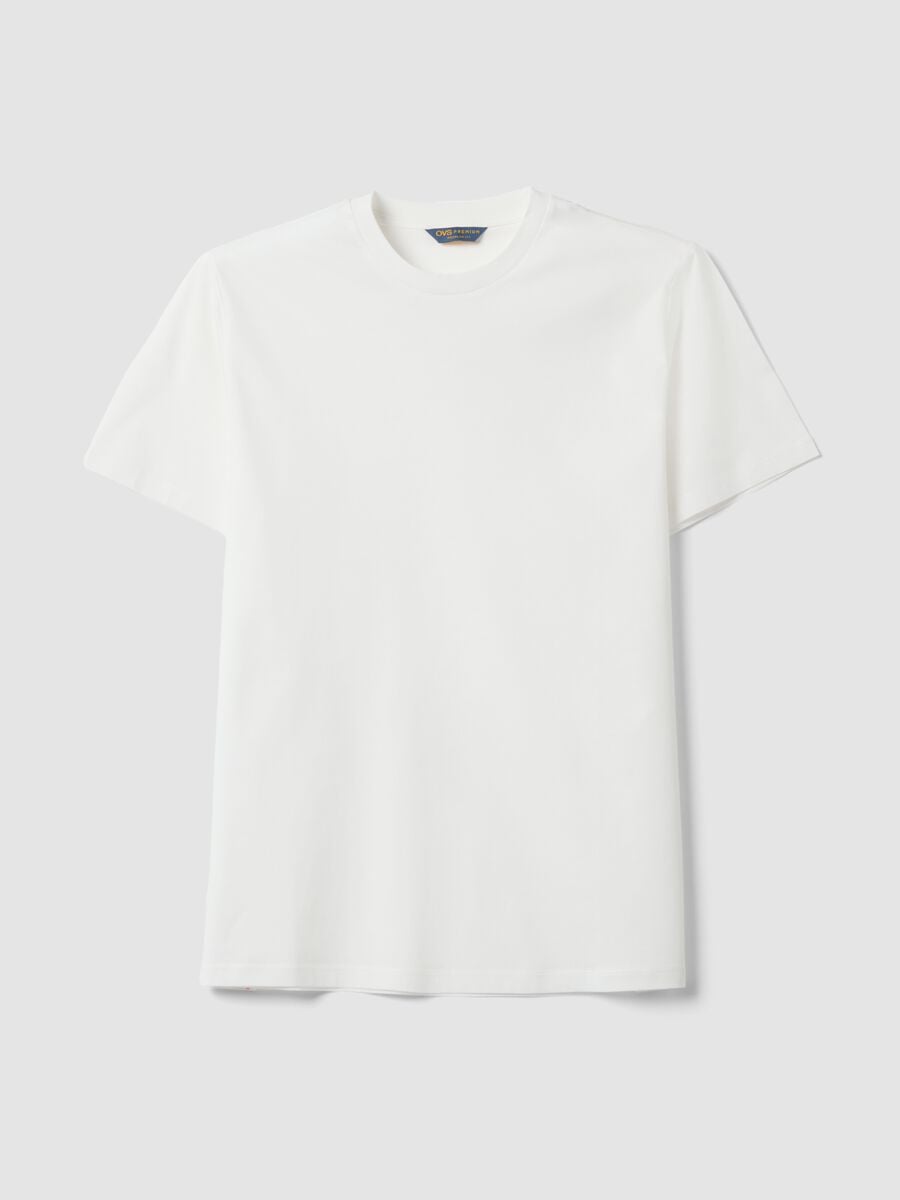 T-shirt bianca in puro cotone mercerizzato a girocollo regular fit_4
