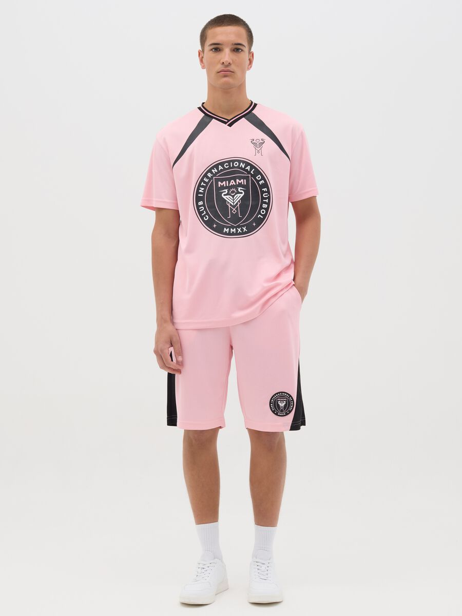 Pink Bermuda joggers with black details_1