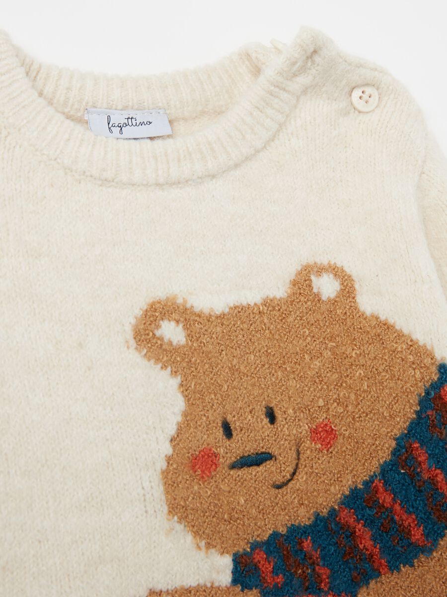 Pullover with jacquard hedgehog and bear design_2