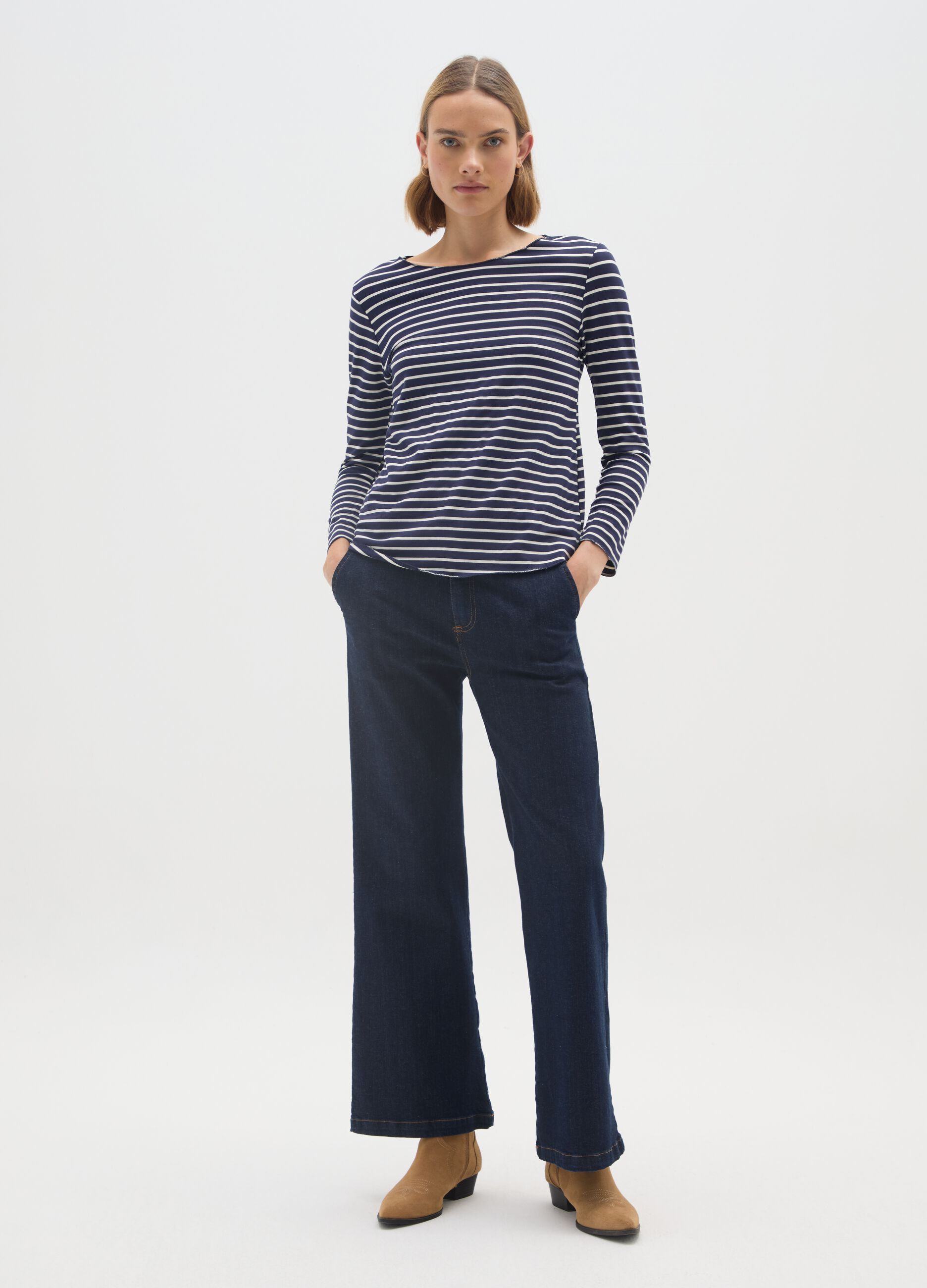 Multicoloured striped pure cotton jumper