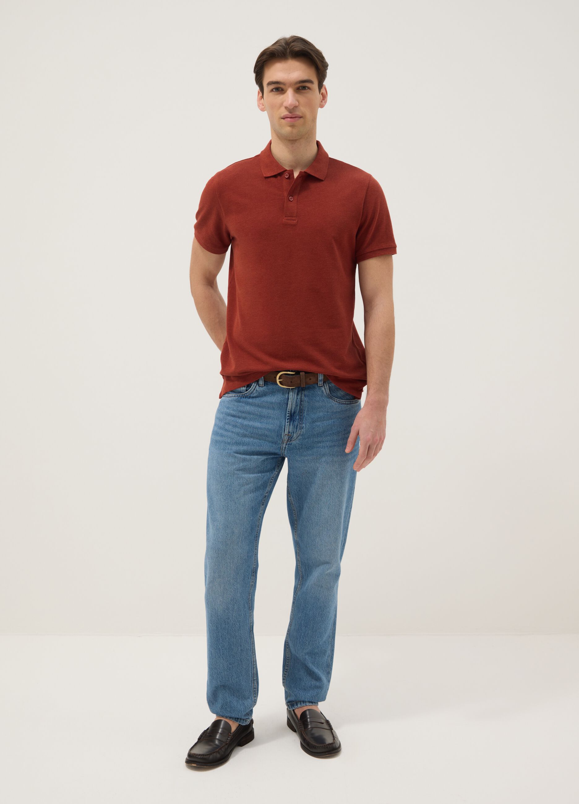 Polo rossa in puro cotone a maniche corte regular fit