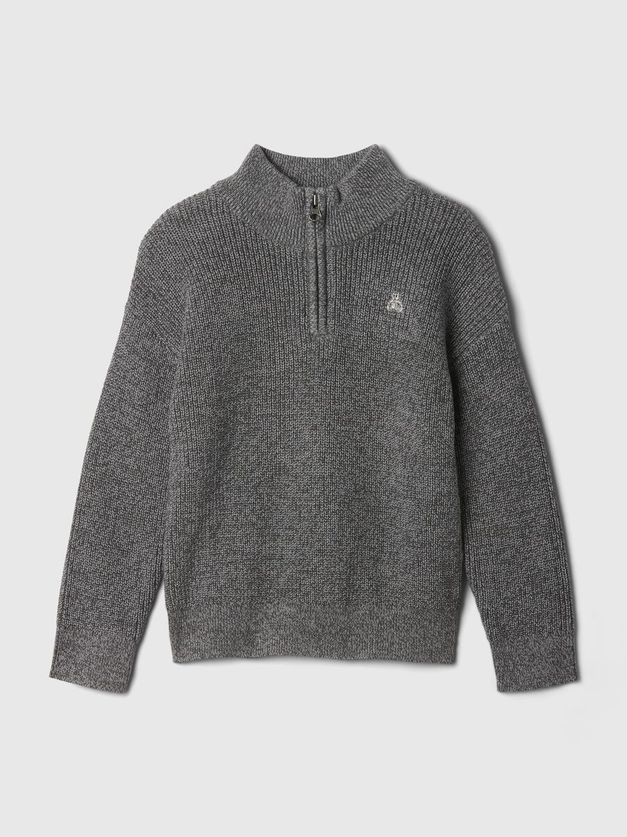 Mock neck pullover with half zip_0