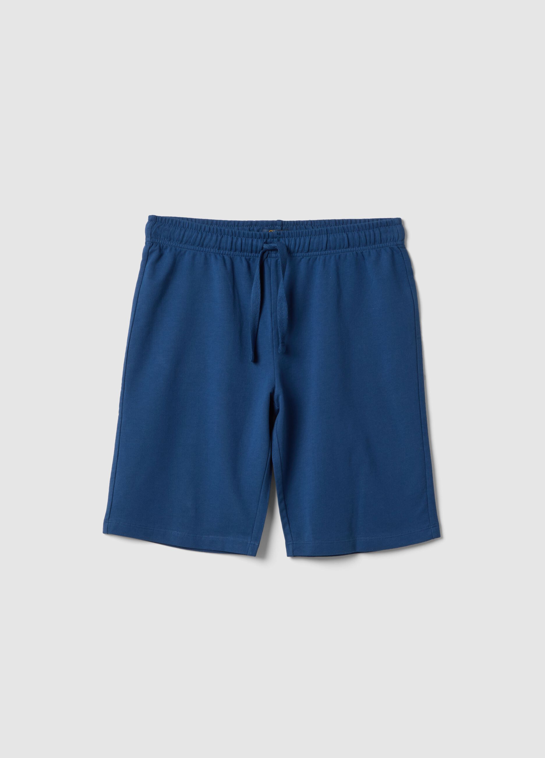 Boy's regular fit blue pure cotton shorts