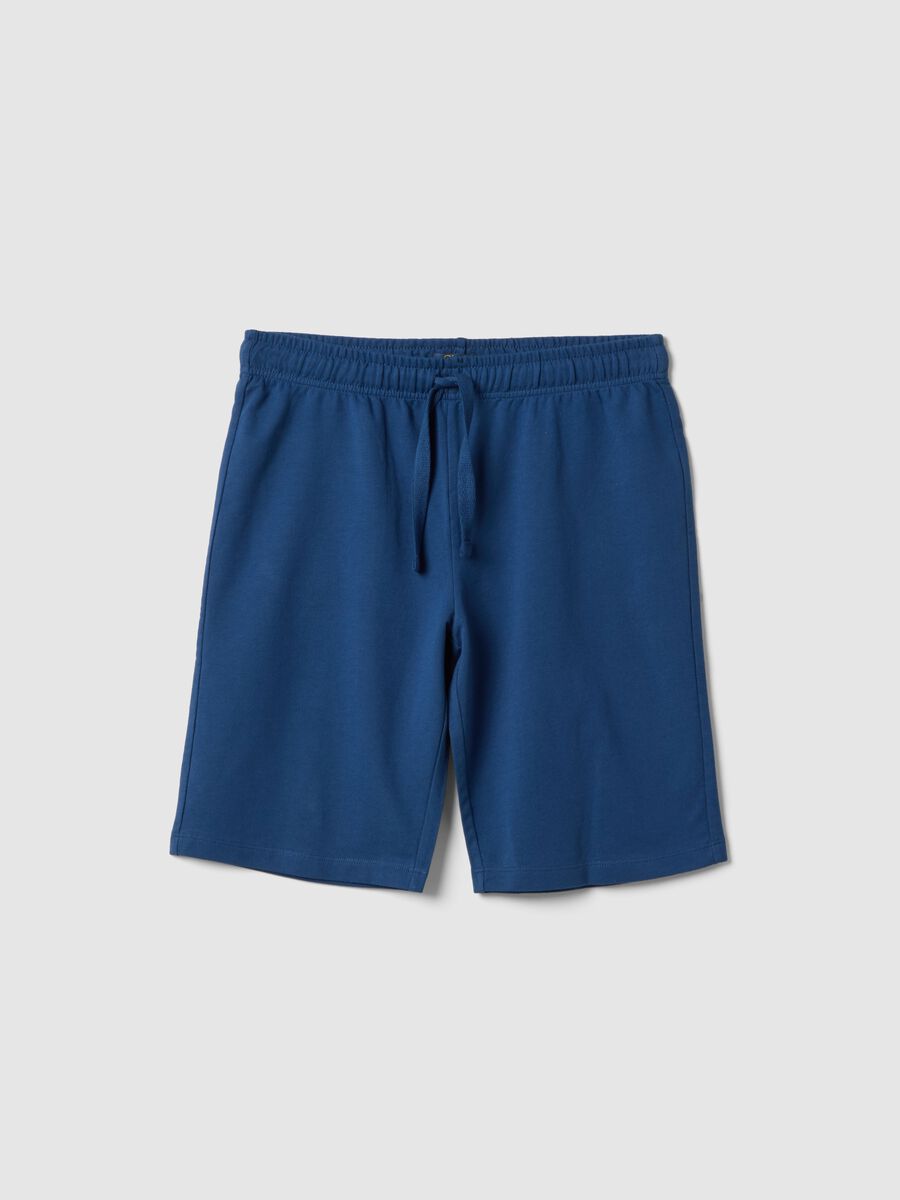 Short in puro cotone blu da ragazzo regular fit_3