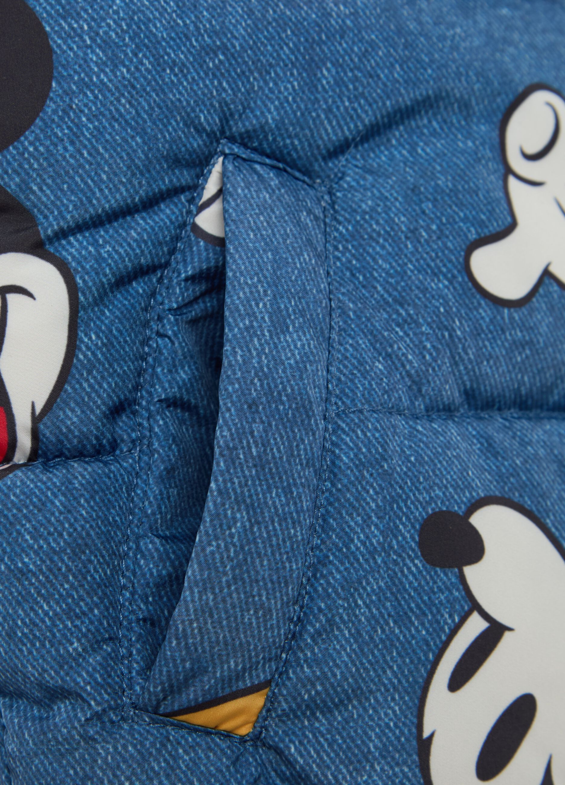 Gilet with hood and Mickey Mouse print