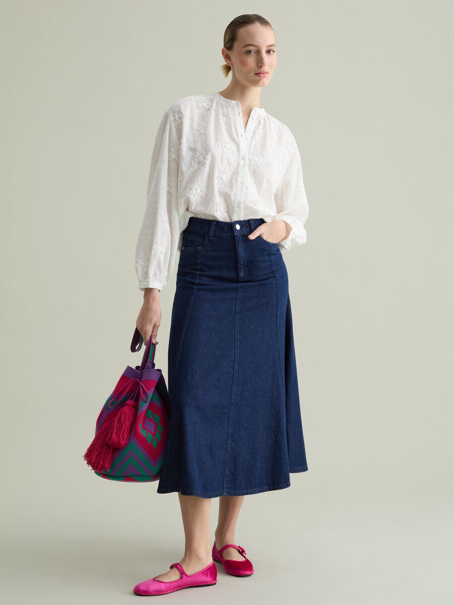 Long full skirt in denim_0