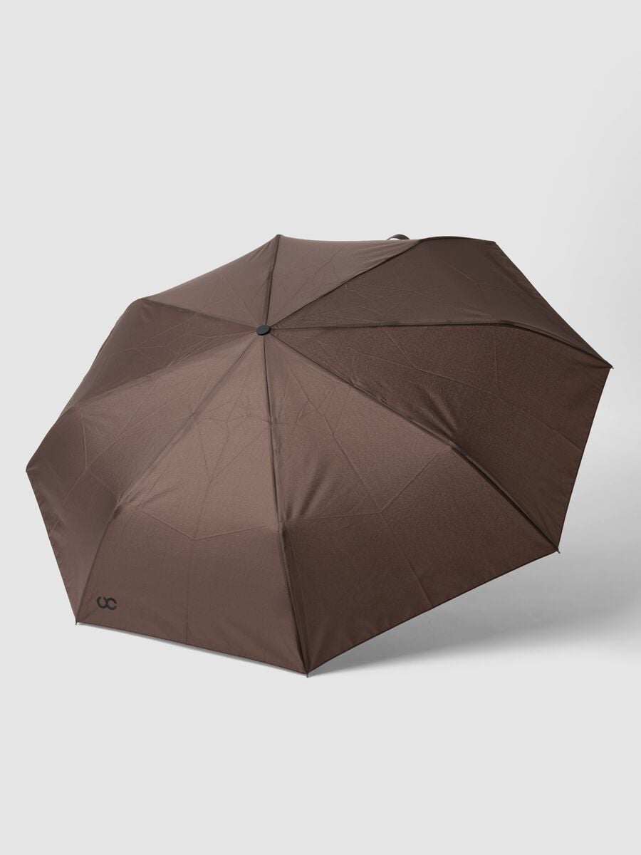 Dark brown folding umbrella with matching sleeve_2